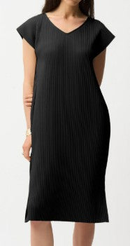 Joseph Ribkoff Pleated Scuba Crepe Straight Dress w/Pockets Black 261252