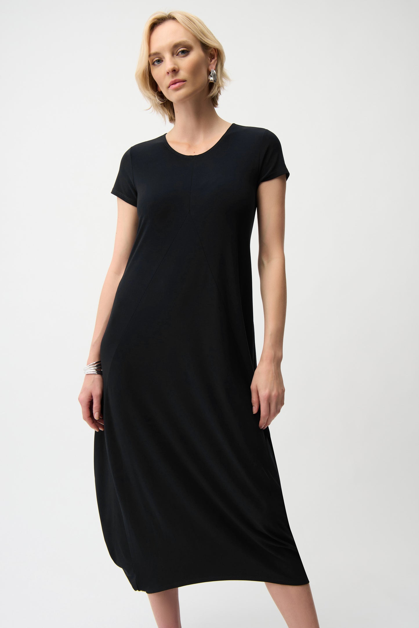 Joseph Ribkoff Silky Knit Cocoon Dress With Scoop Neckline Black 261259