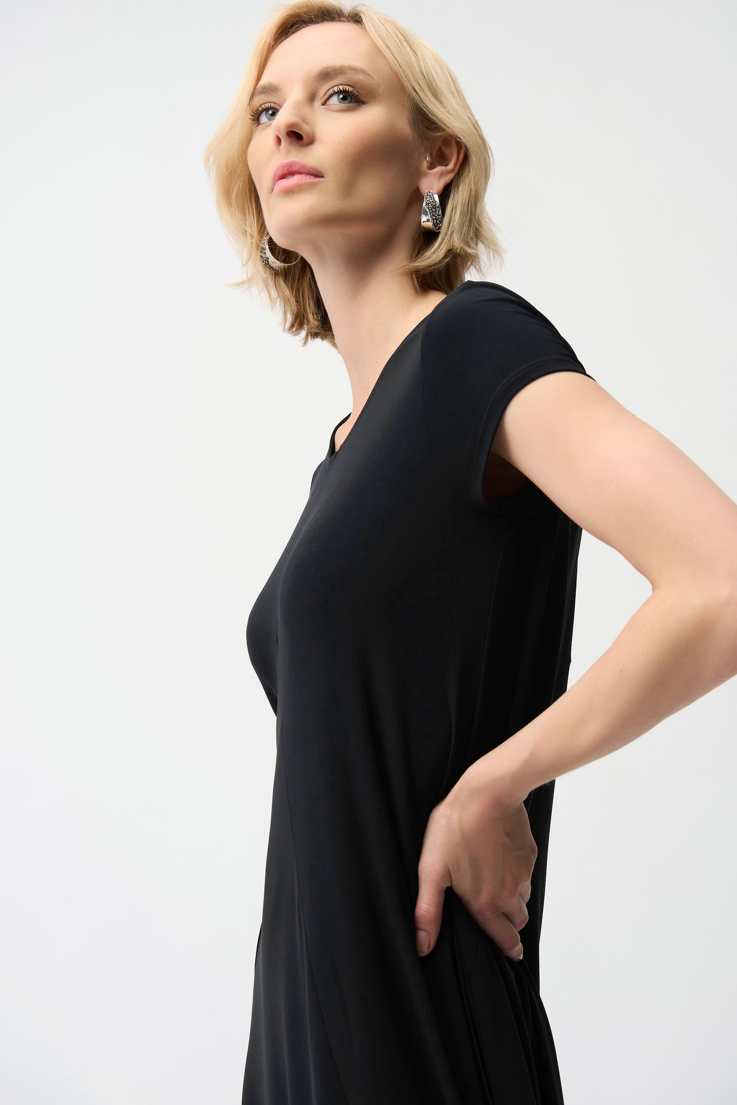 Joseph Ribkoff Silky Knit Cocoon Dress With Scoop Neckline Black 261259