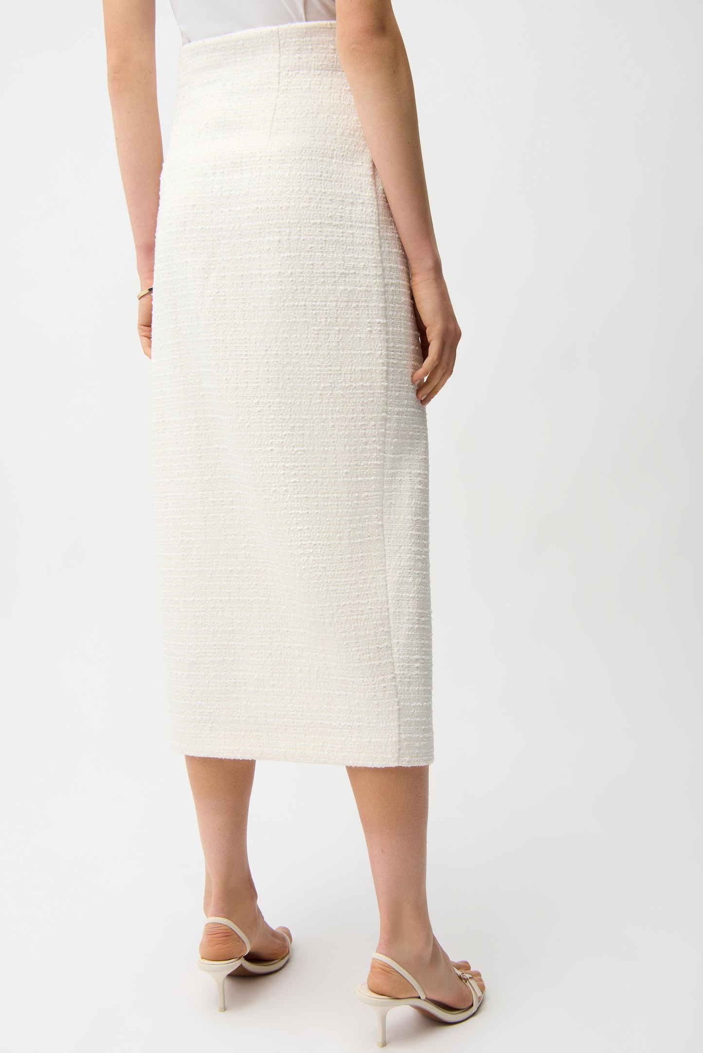 Joseph Ribkoff Bouclé Pencil Skirt With Gold Buttons Off White 261301