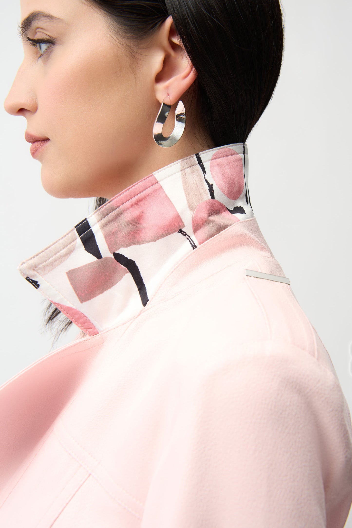 Joseph Ribkoff Foiled Faux Suede Fitted Jacket with Decorative Buckles Petal Pink 261910