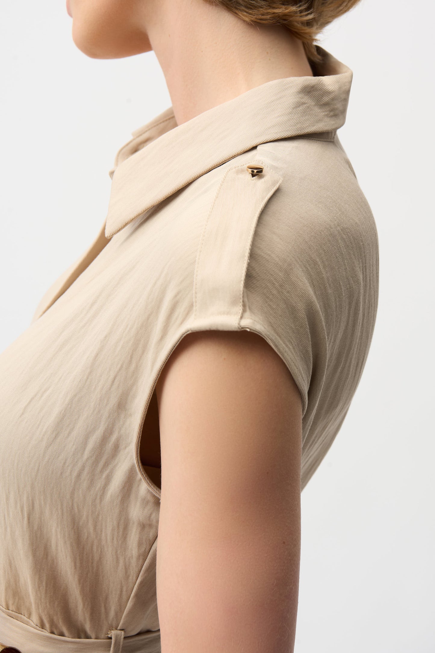Joseph Ribkoff Textured Woven Shirt Dress with Sash Parchment 261935