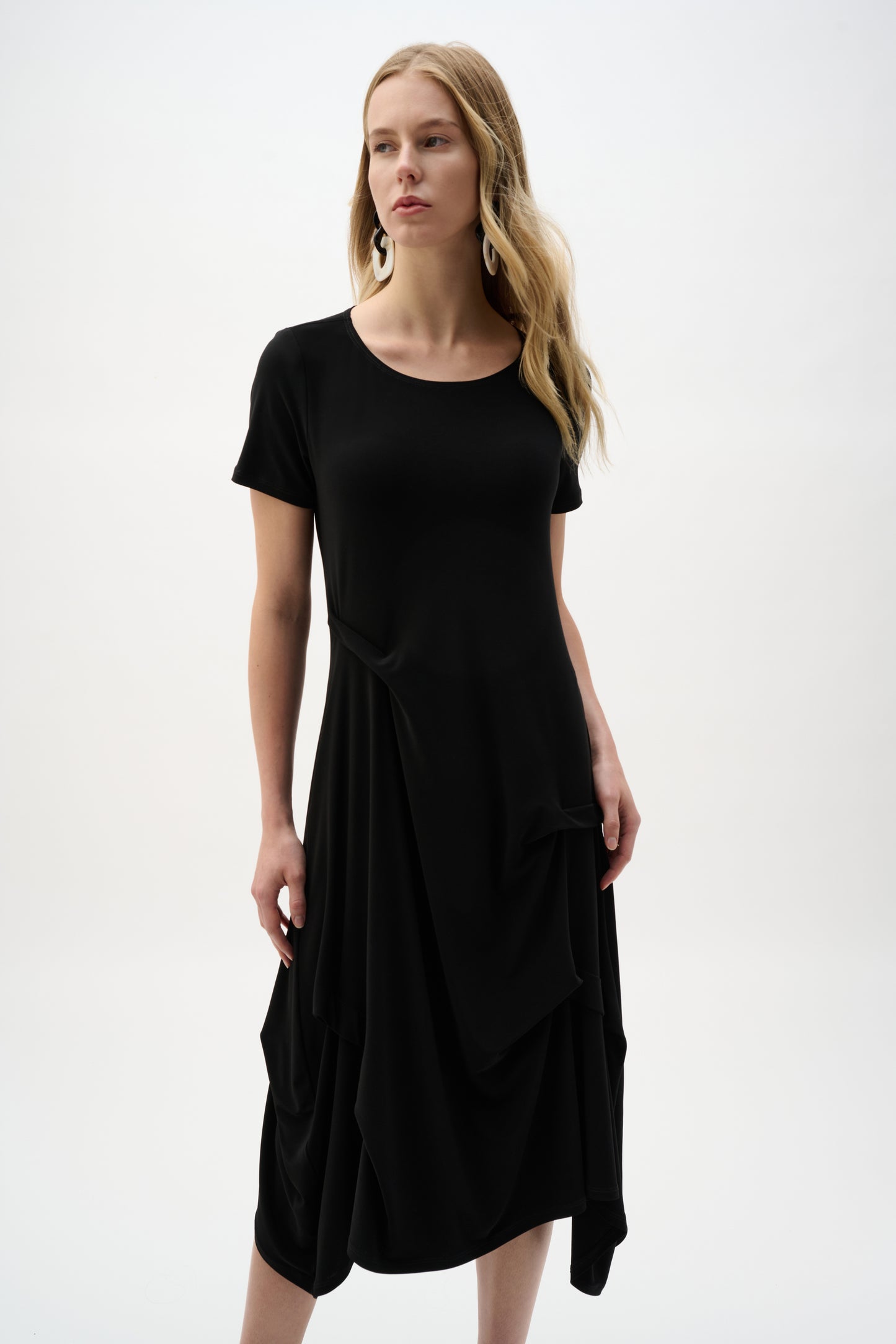 Joseph Ribkoff Trapeze Dress With Boat Neck Black 262032