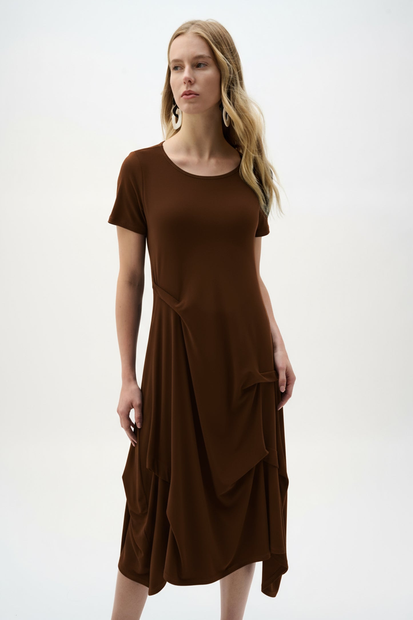 Joseph Ribkoff Trapeze Dress With Boat Neck Mahogany 262032