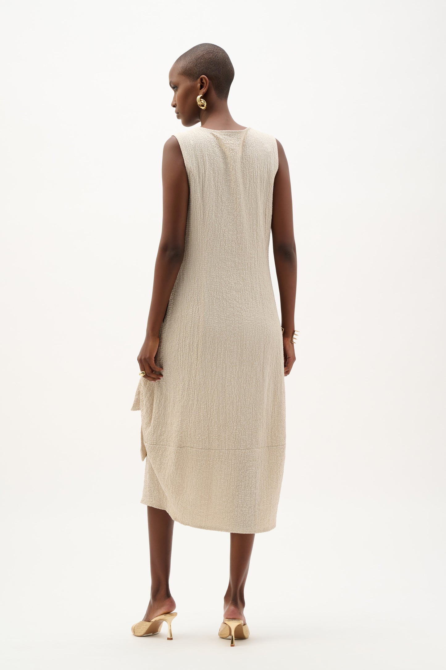 Joseph Ribkoff Seersucker Cocoon Dress w/Ring & Tie Detail Moonstone 262172