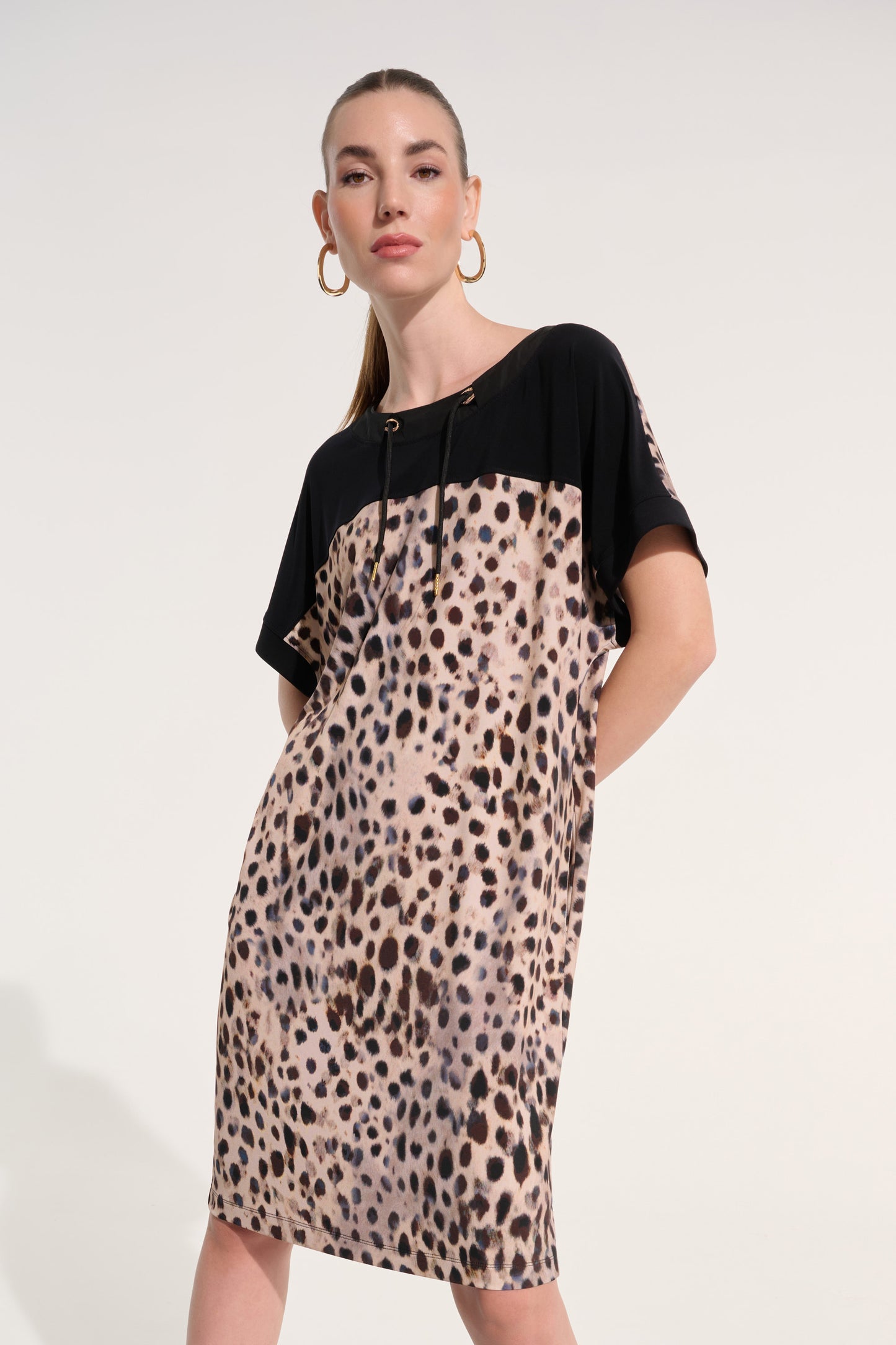 Joseph Ribkoff Silky Knit Animal Print Straight Dress Beige/Multi 262610