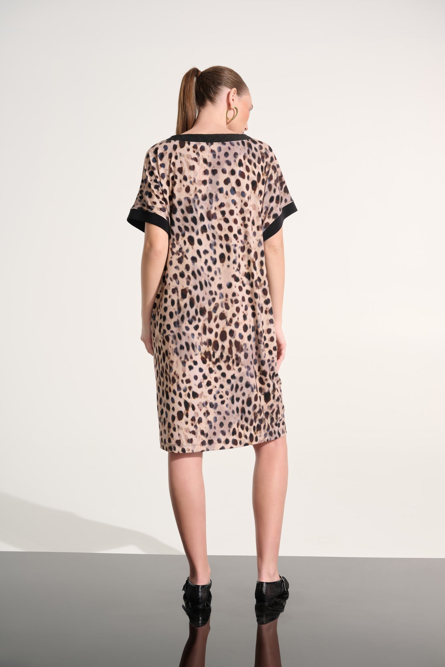 Joseph Ribkoff Silky Knit Animal Print Straight Dress Beige/Multi 262610