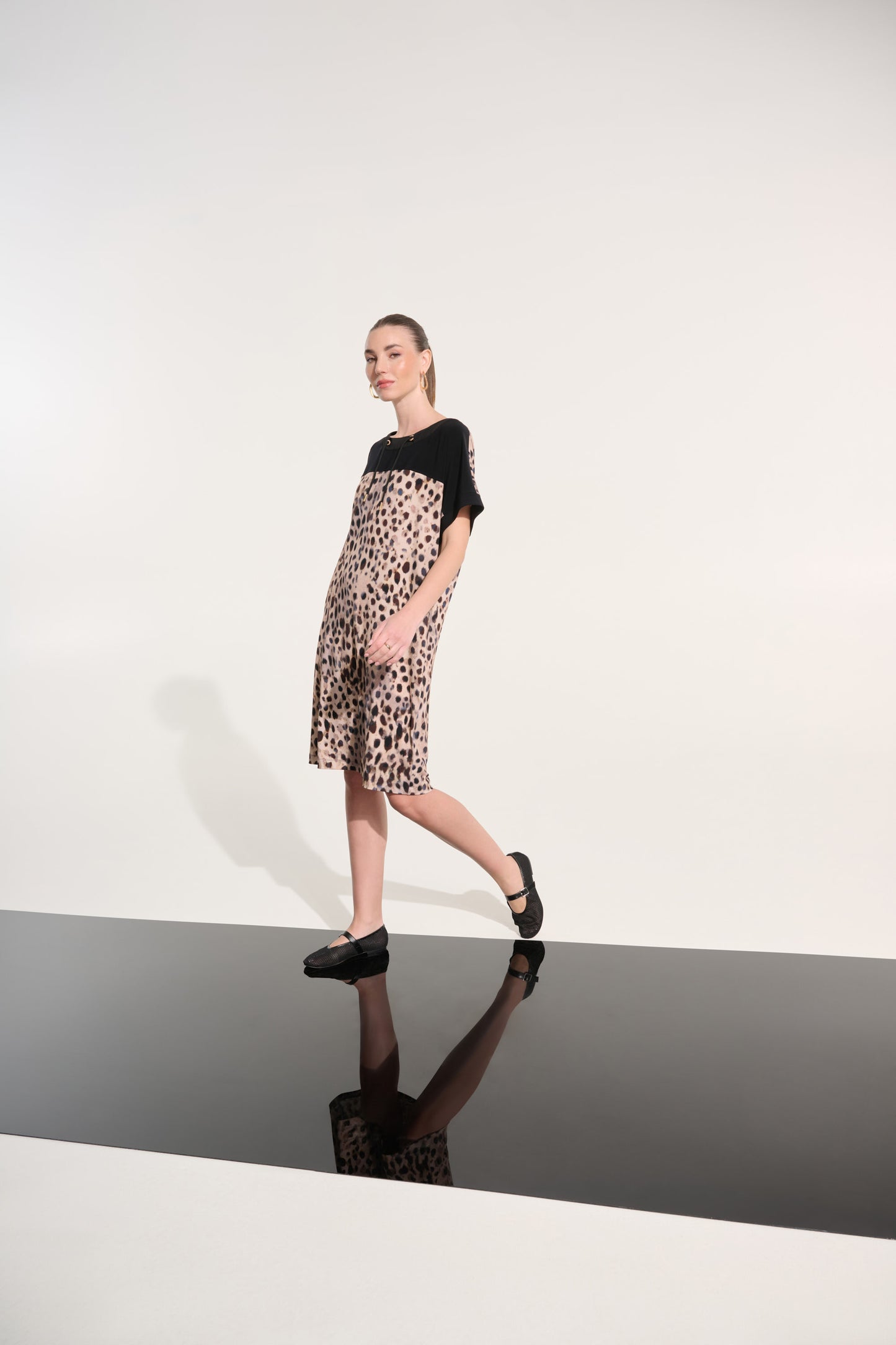 Joseph Ribkoff Silky Knit Animal Print Straight Dress Beige/Multi 262610