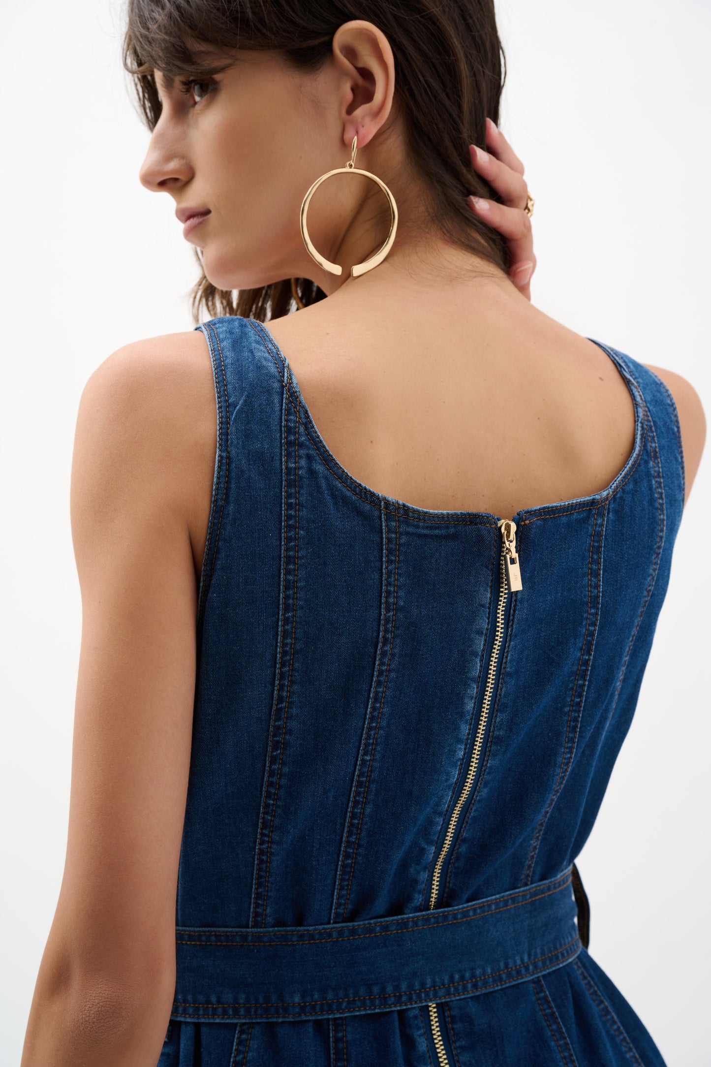 Joseph Ribkoff Denim Fit & Flare Midi Dress w/Belt Denim Medium Blue 262901