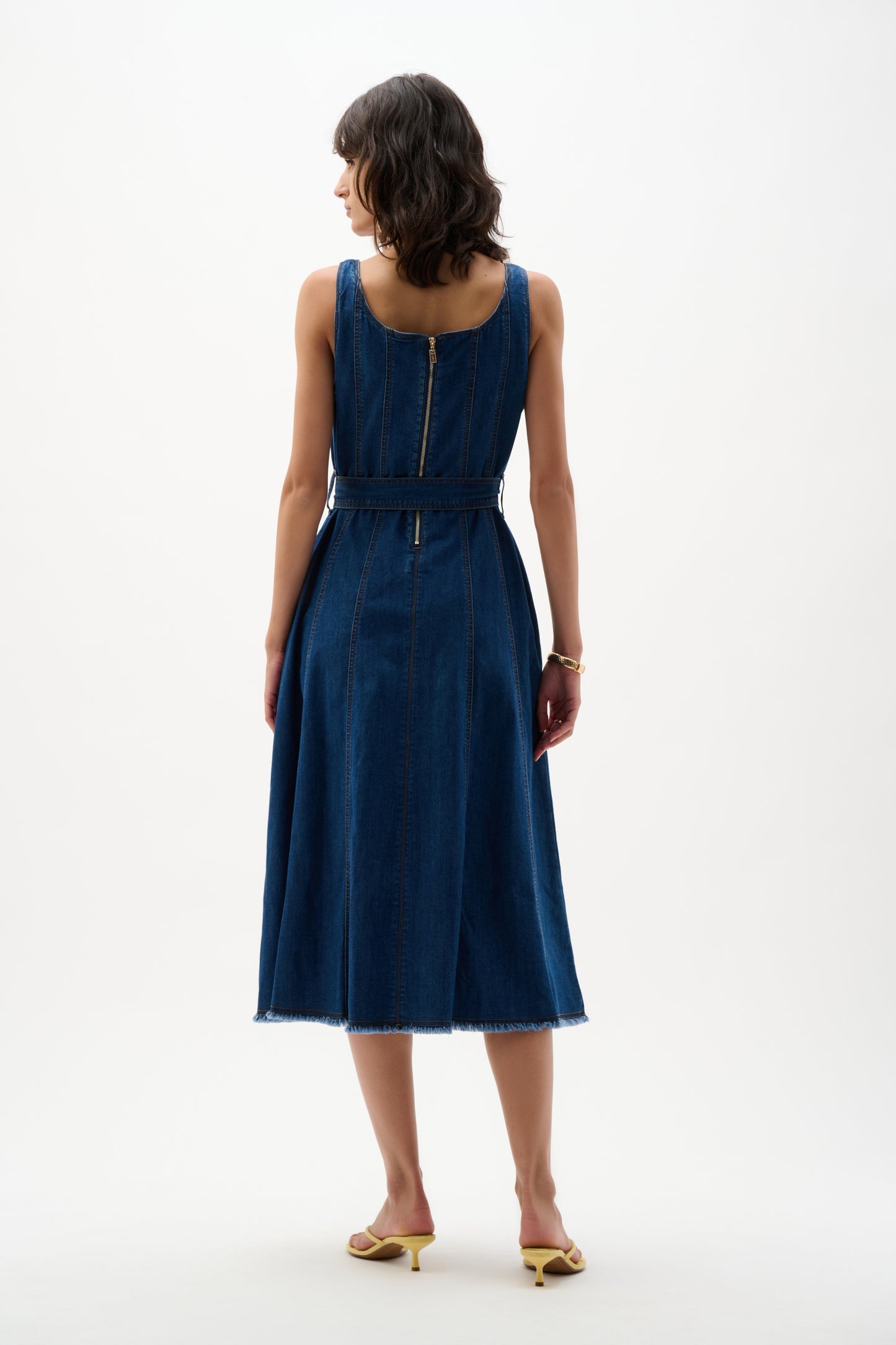 Joseph Ribkoff Denim Fit & Flare Midi Dress w/Belt Denim Medium Blue 262901
