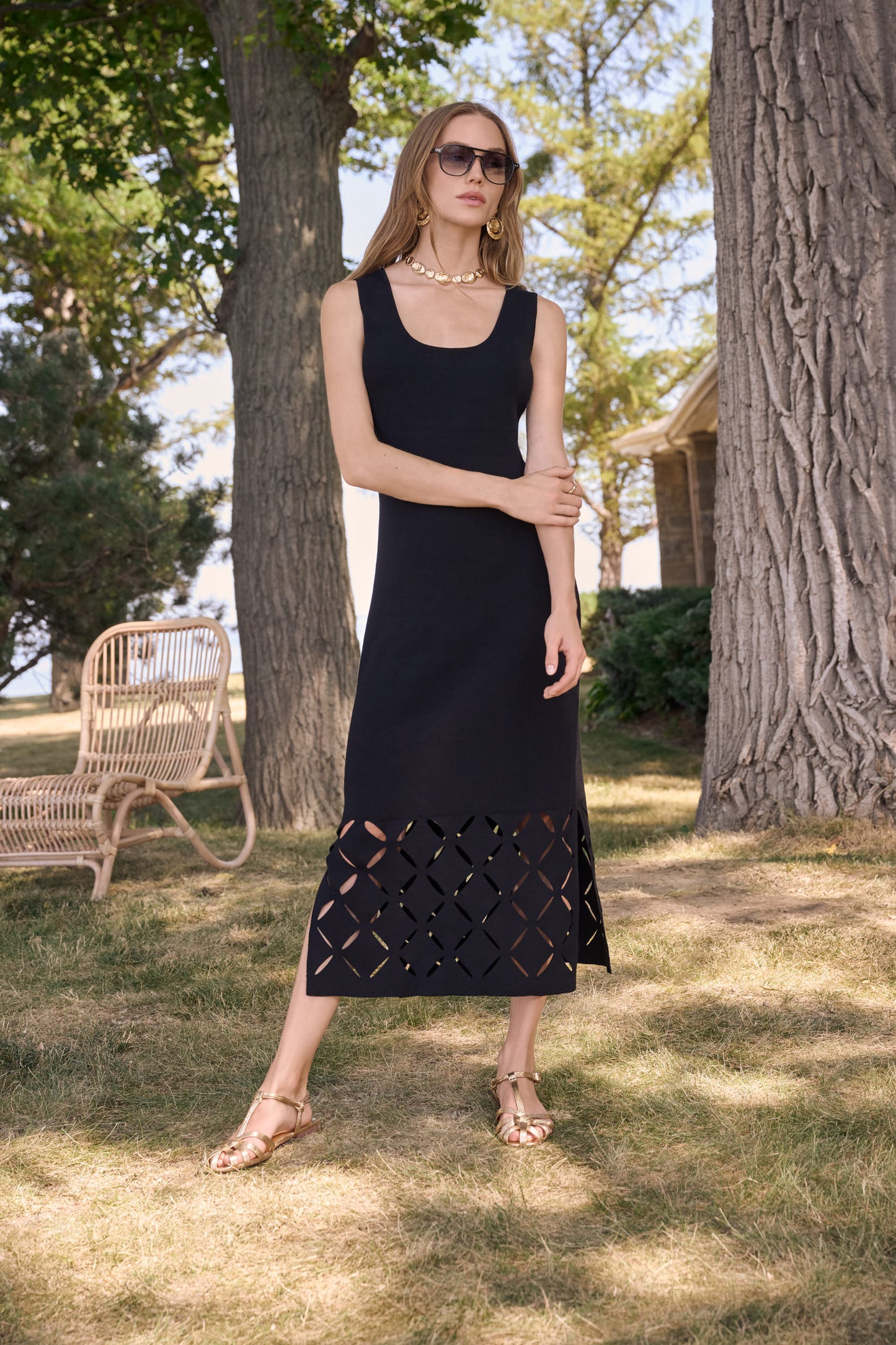 Joseph Ribkoff Viscose Sweater Knit Sleeveless Dress  Black 262930