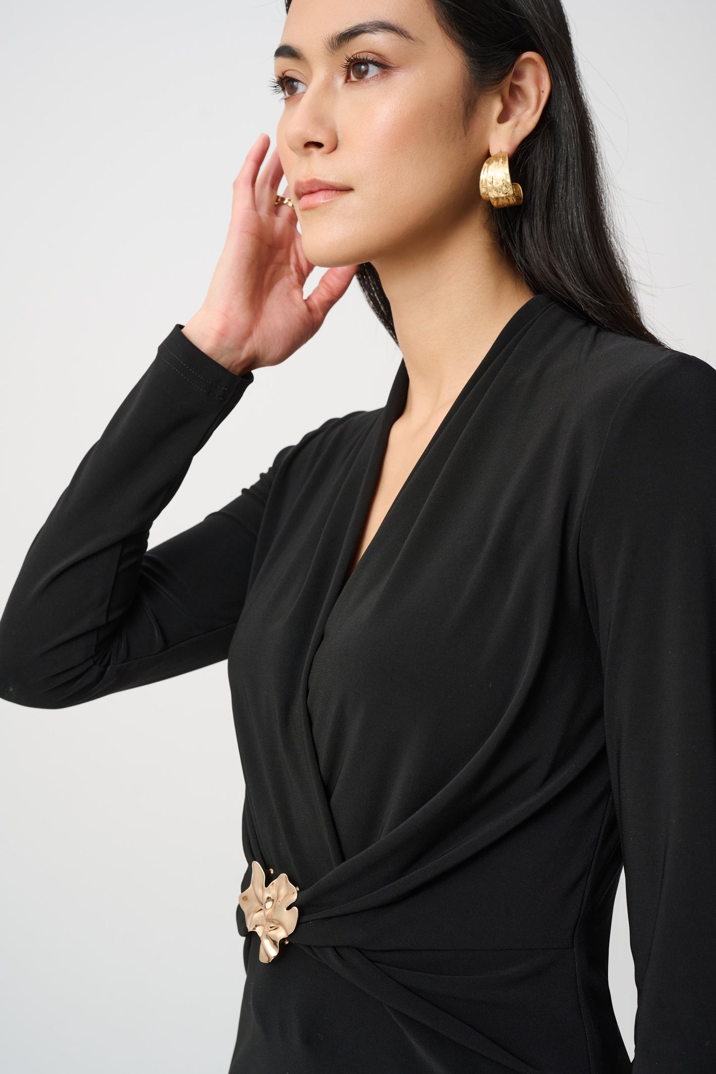 Joseph Ribkoff Silky Knit Twist Wrap Top Black 263004