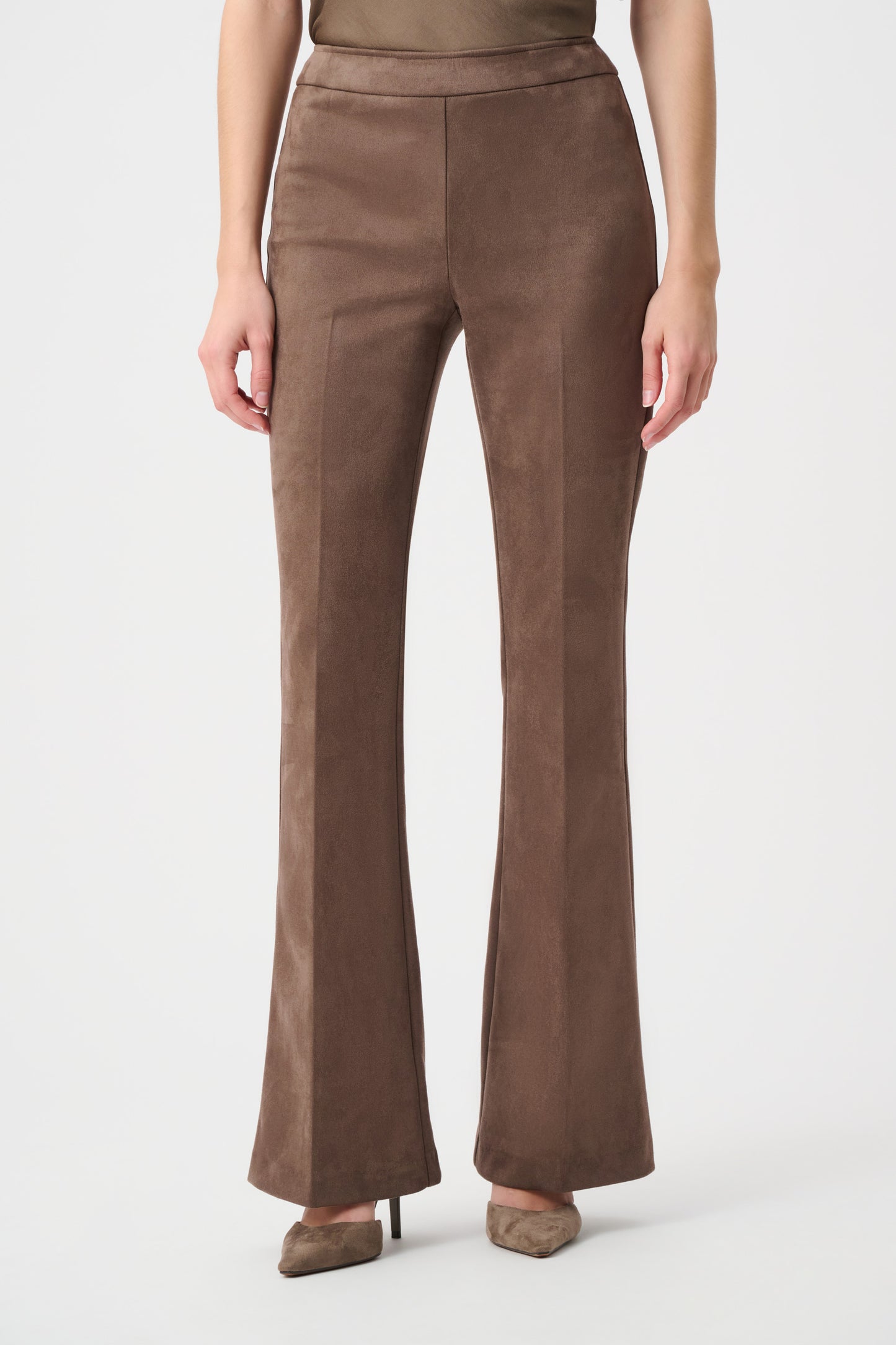 Joseph Ribkoff Scuba Suede Flared Pull-On Pants Mink 263160