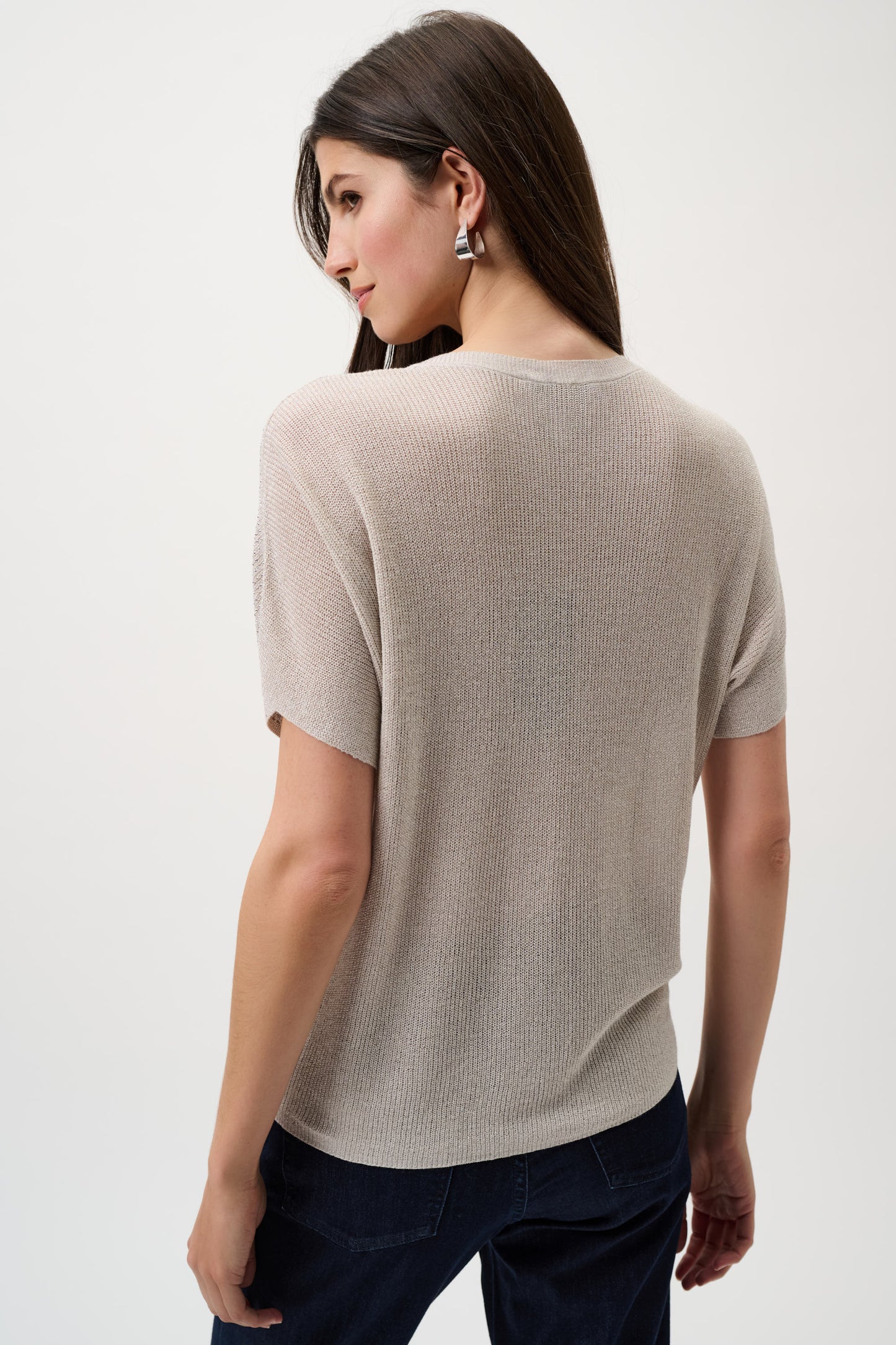 Joseph Ribkoff Metallic Knitted Top w/ Rhinestones Moonstone 263900CO