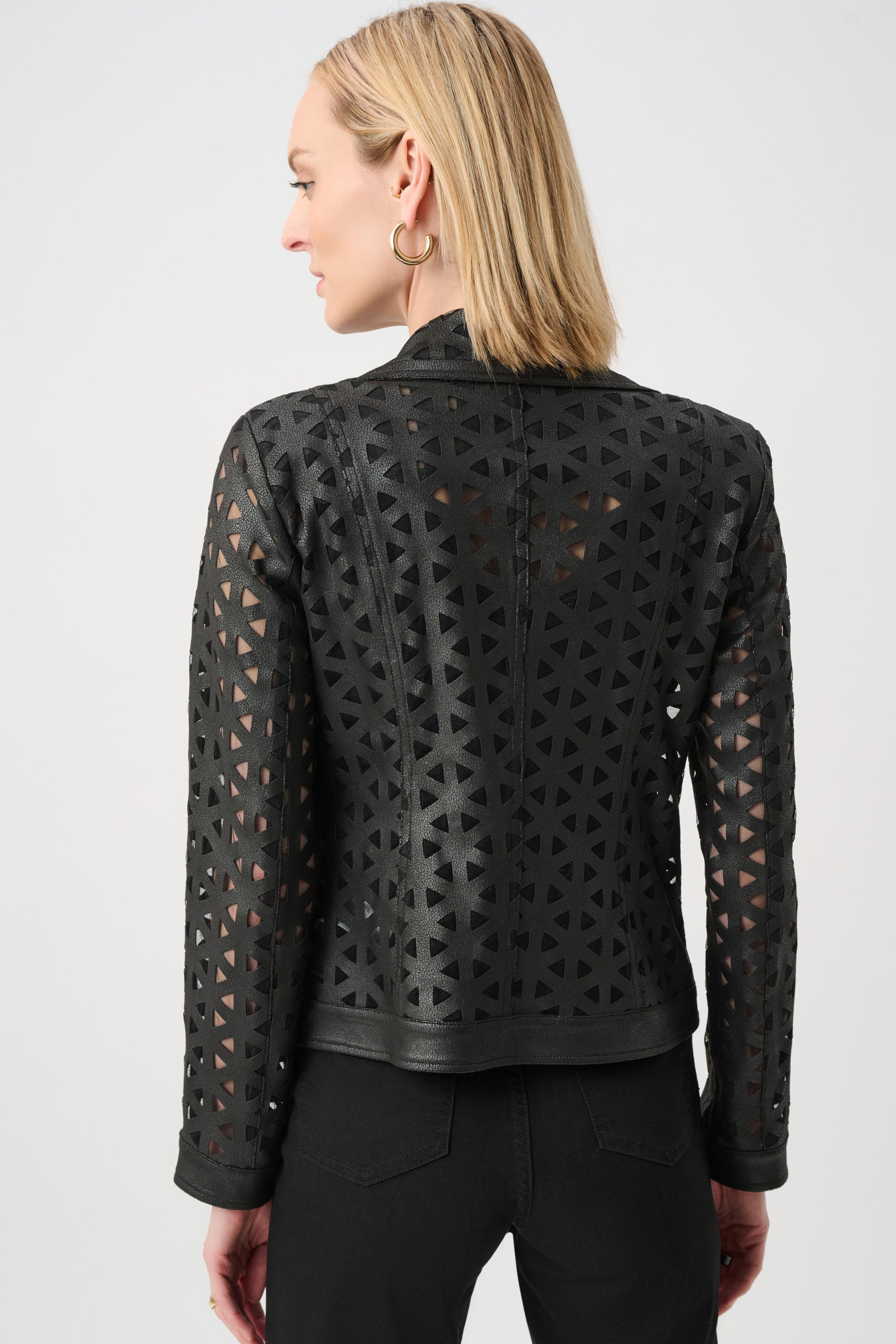 Joseph Ribkoff Faux Suede And Mesh Moto Jacket Black 263910 – A