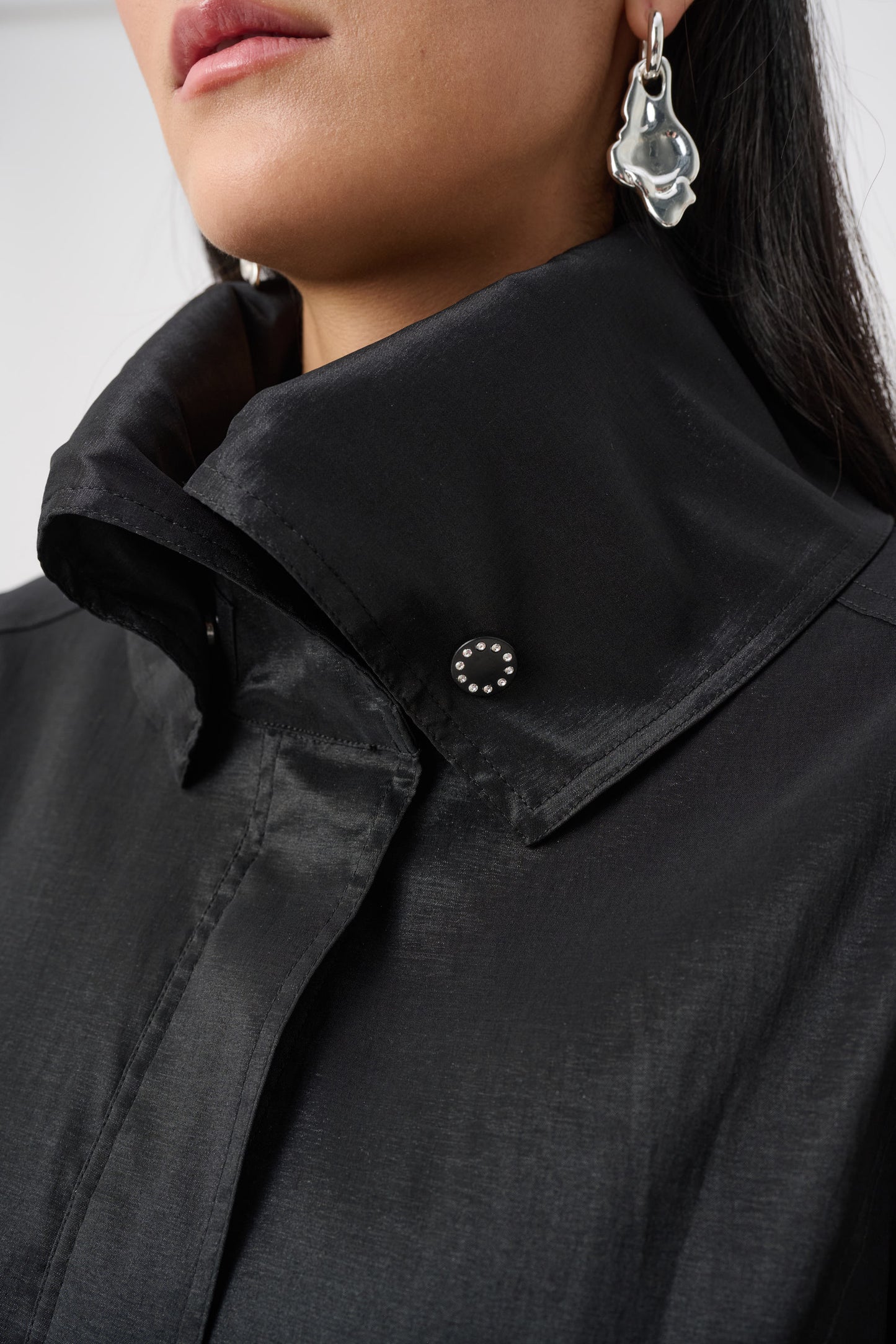 Joseph Ribkoff Stretch Taffeta Belted Fit & Flare Balloon Coat Black 263911