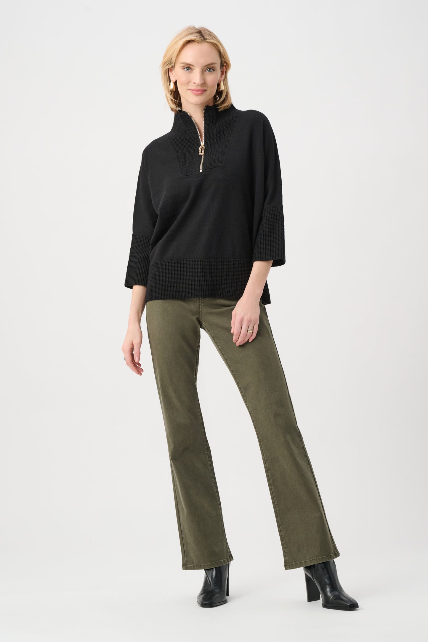 Joseph Ribkoff Brushed Viscose And Nylon Funnel-Neck Sweater Black 263937
