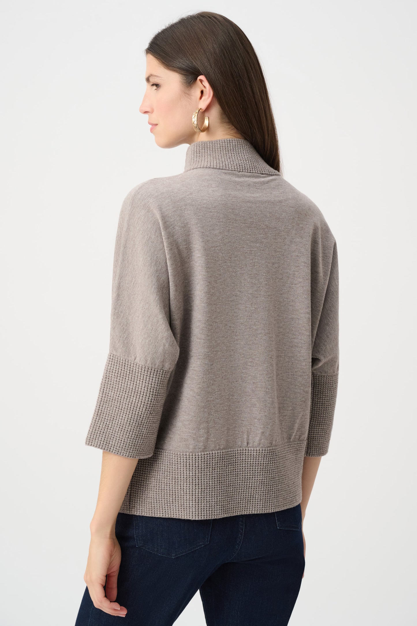 Joseph Ribkoff Brushed Viscose And Nylon Funnel-Neck Sweater Taupe Melange 263937