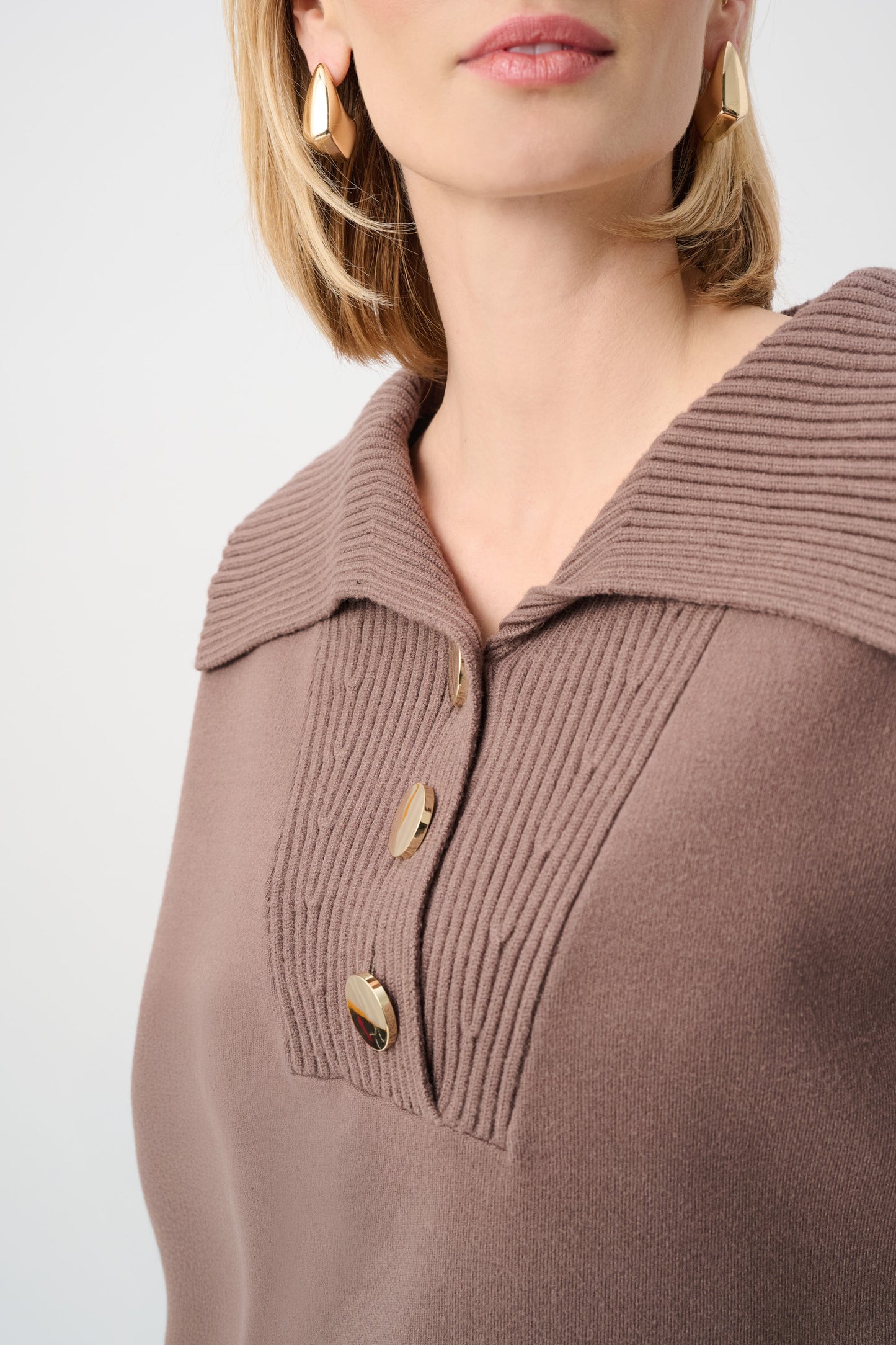 Joseph Ribkoff Brushed Viscose And Nylon Shawl-Neck Sweater Mink 263938
