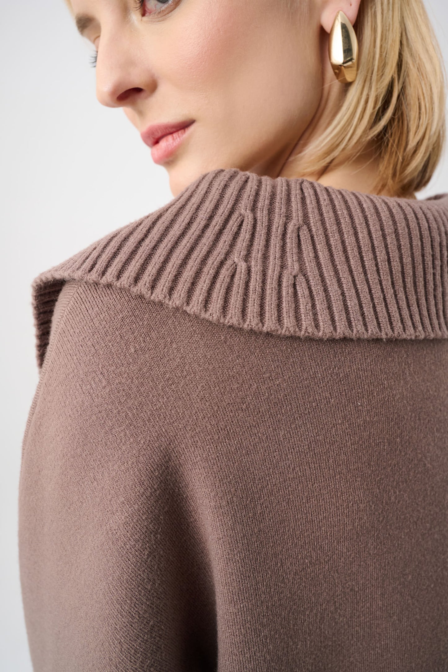 Joseph Ribkoff Brushed Viscose And Nylon Shawl-Neck Sweater Mink 263938