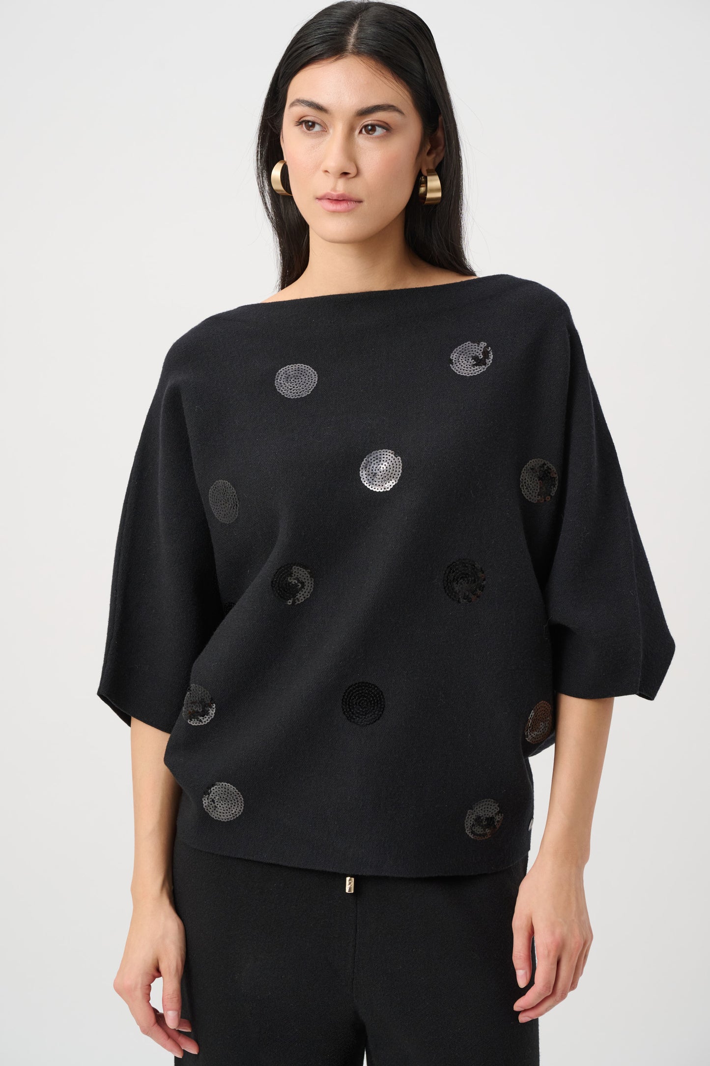 Joseph Ribkoff Boxy Embroidered Sweater Black 263942