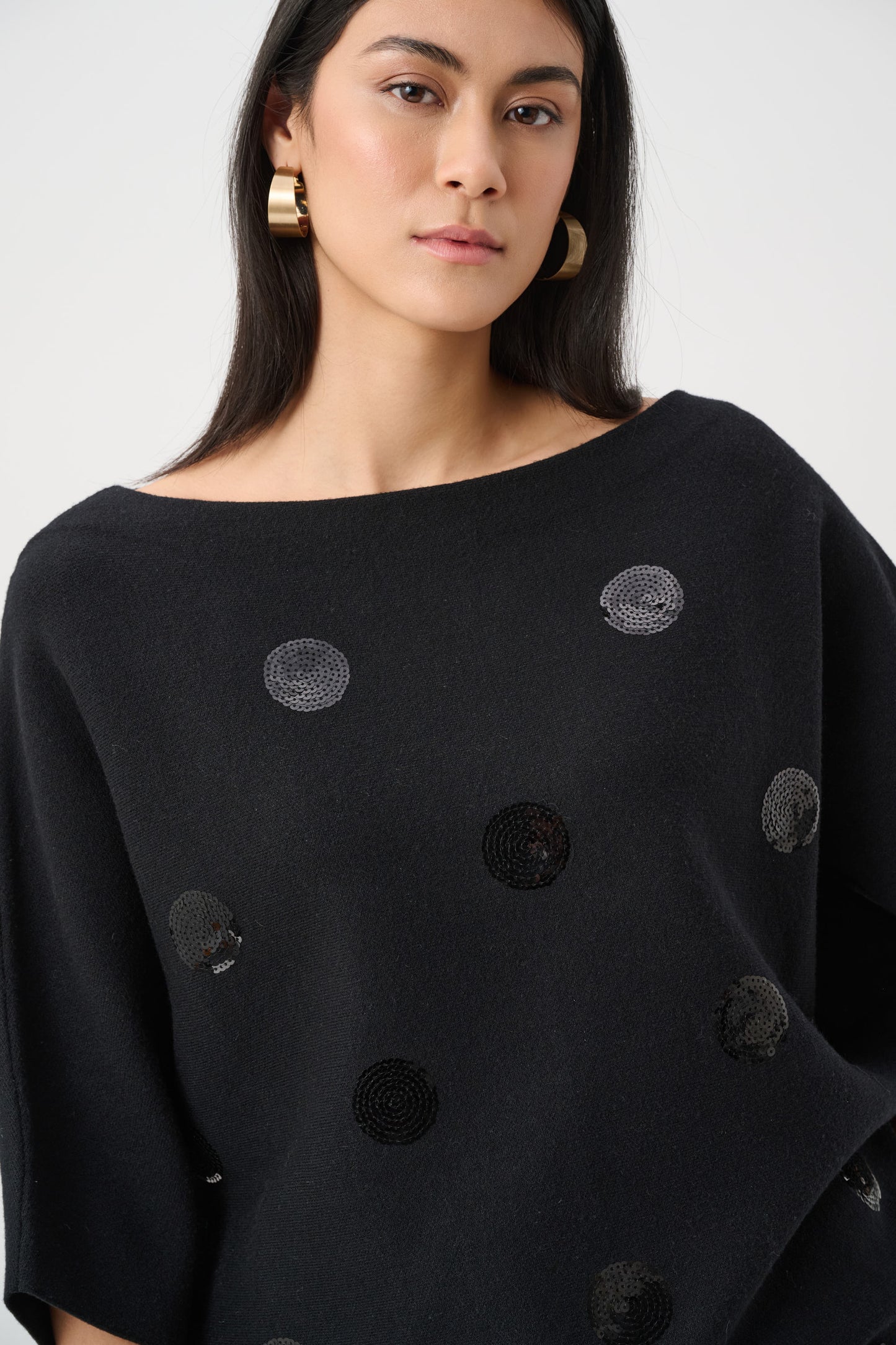 Joseph Ribkoff Boxy Embroidered Sweater Black 263942