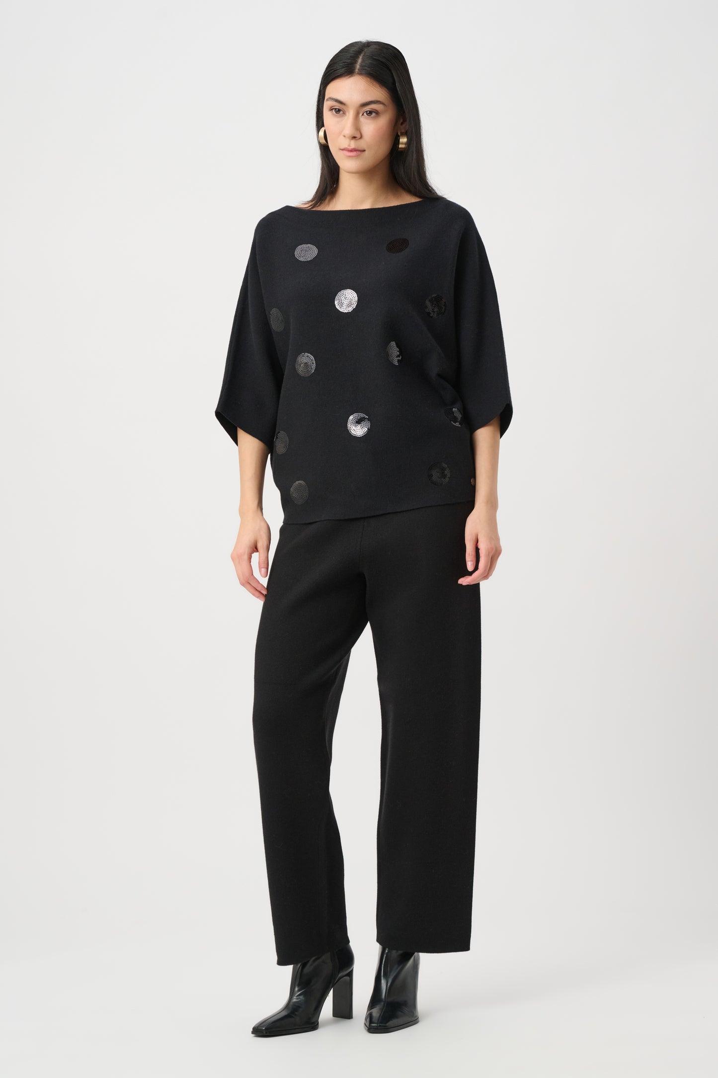 Joseph Ribkoff Boxy Embroidered Sweater Black 263942