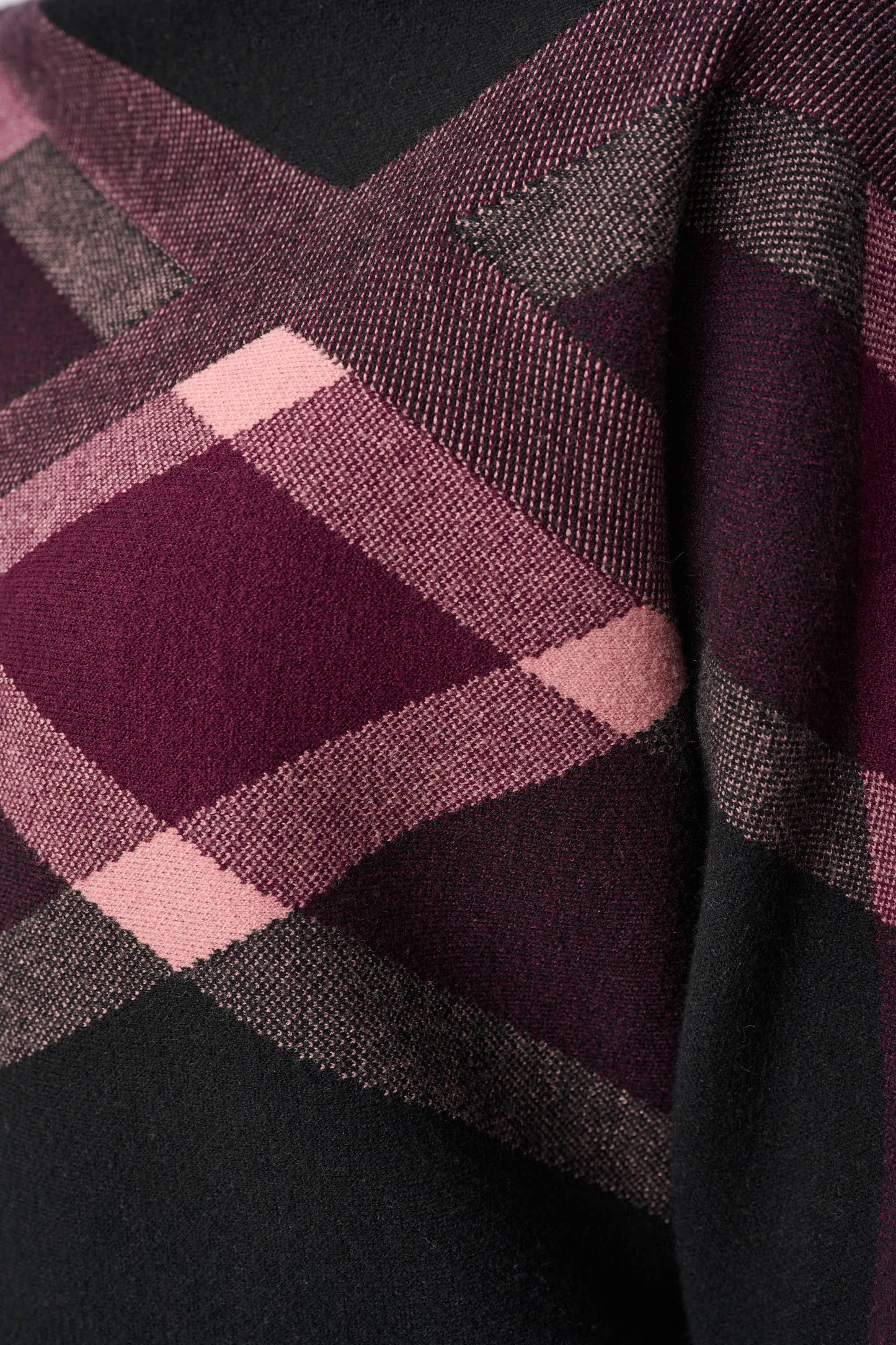 Joseph Ribkoff Brushed Viscose And Nylon Plaid Funnel-Neck Sweater Black/Multi 263947