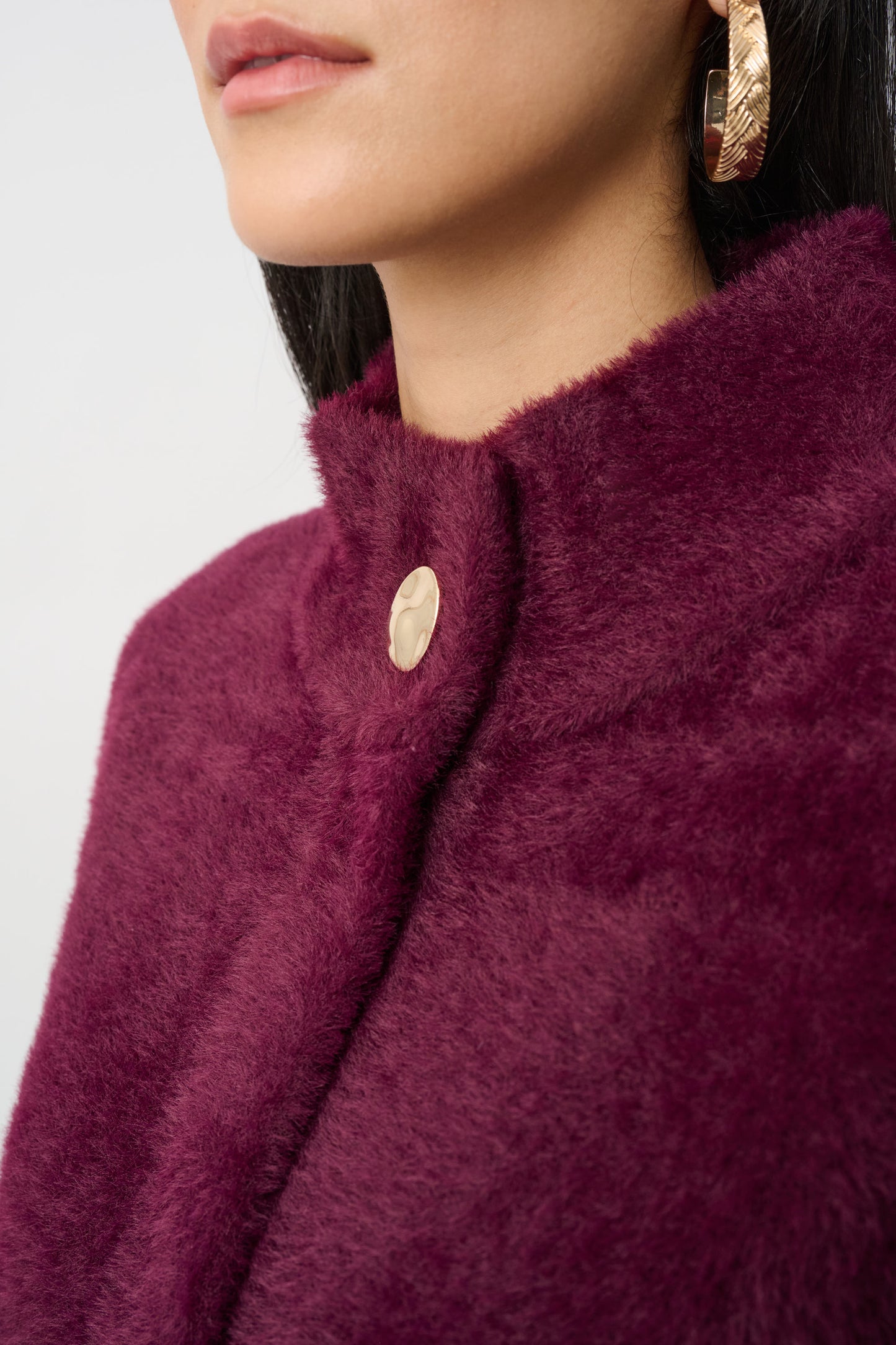 Joseph Ribkoff Faux Fur Coat, Long Sleeve Style Elderberry 263955