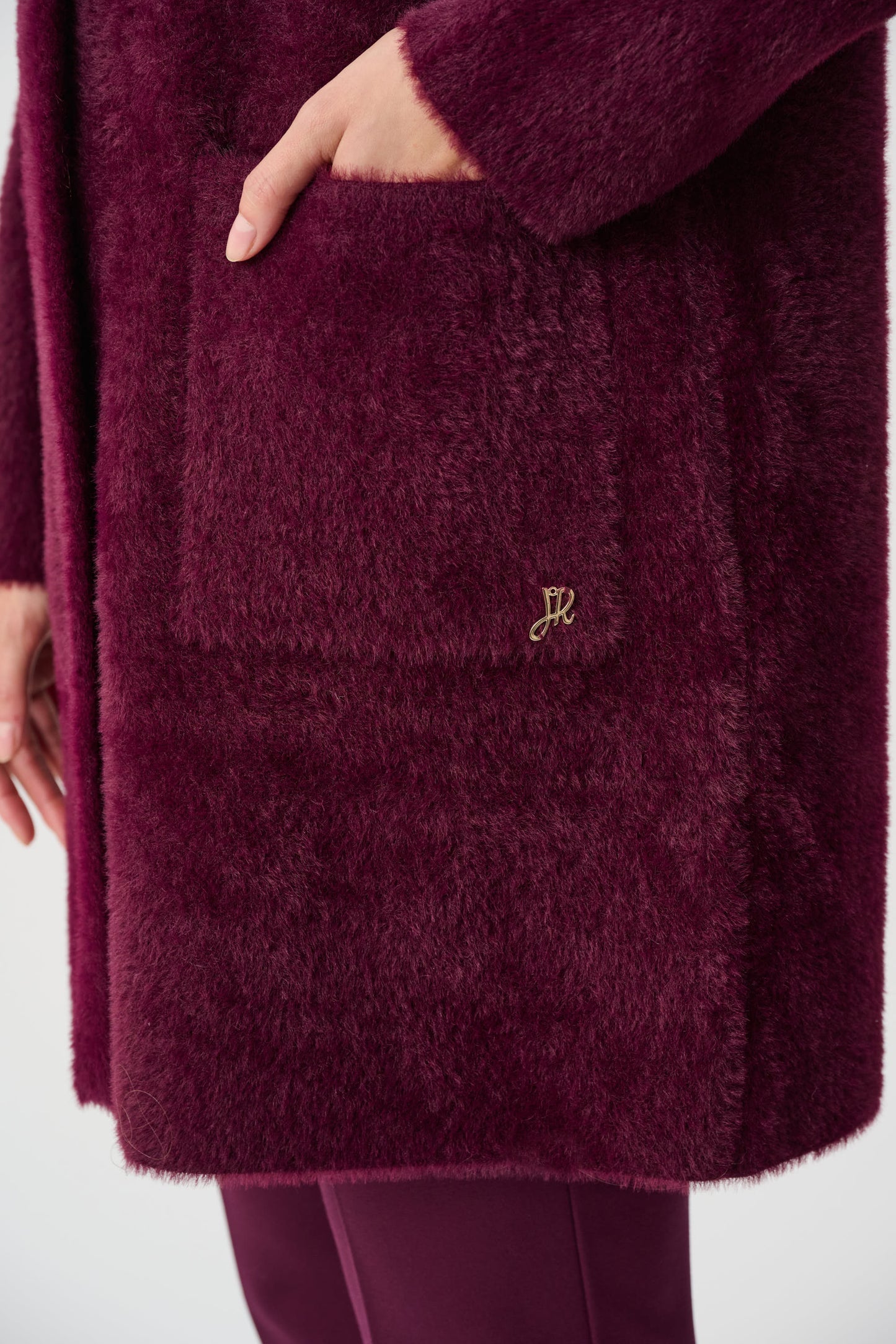 Joseph Ribkoff Faux Fur Coat, Long Sleeve Style Elderberry 263955