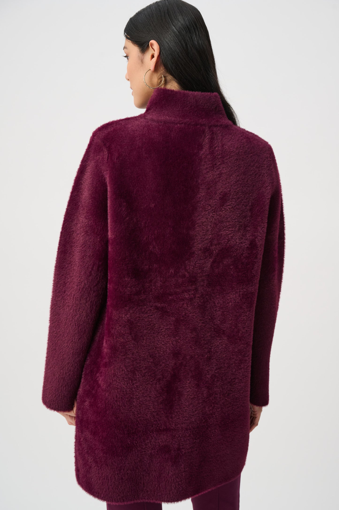 Joseph Ribkoff Faux Fur Coat, Long Sleeve Style Elderberry 263955