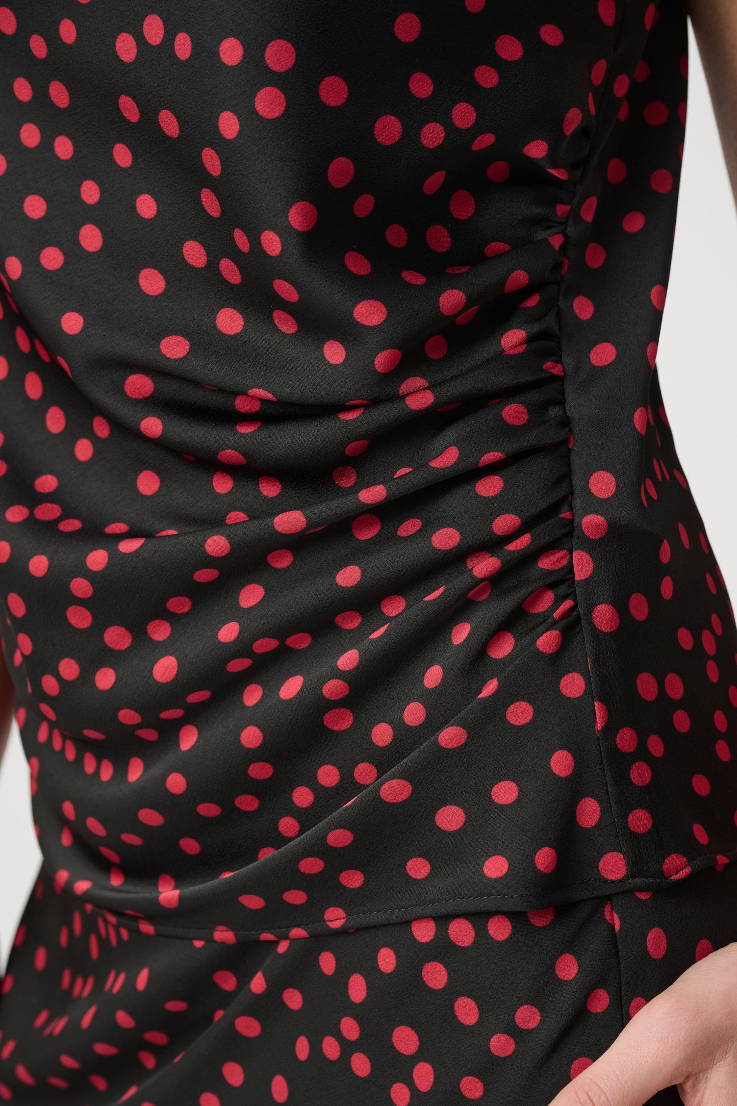 Joseph Ribkoff Polka Dot Recycled Satin Top  Black/Cherry 264117
