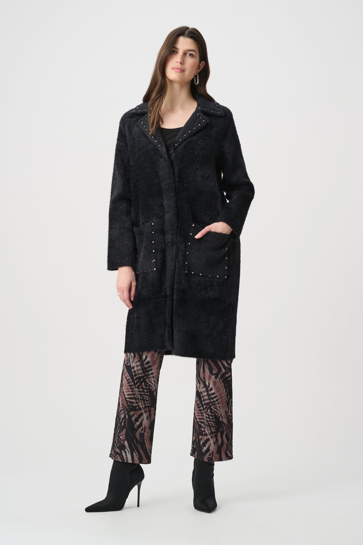 Joseph Ribkoff Studded Sweater Coat Black 264921