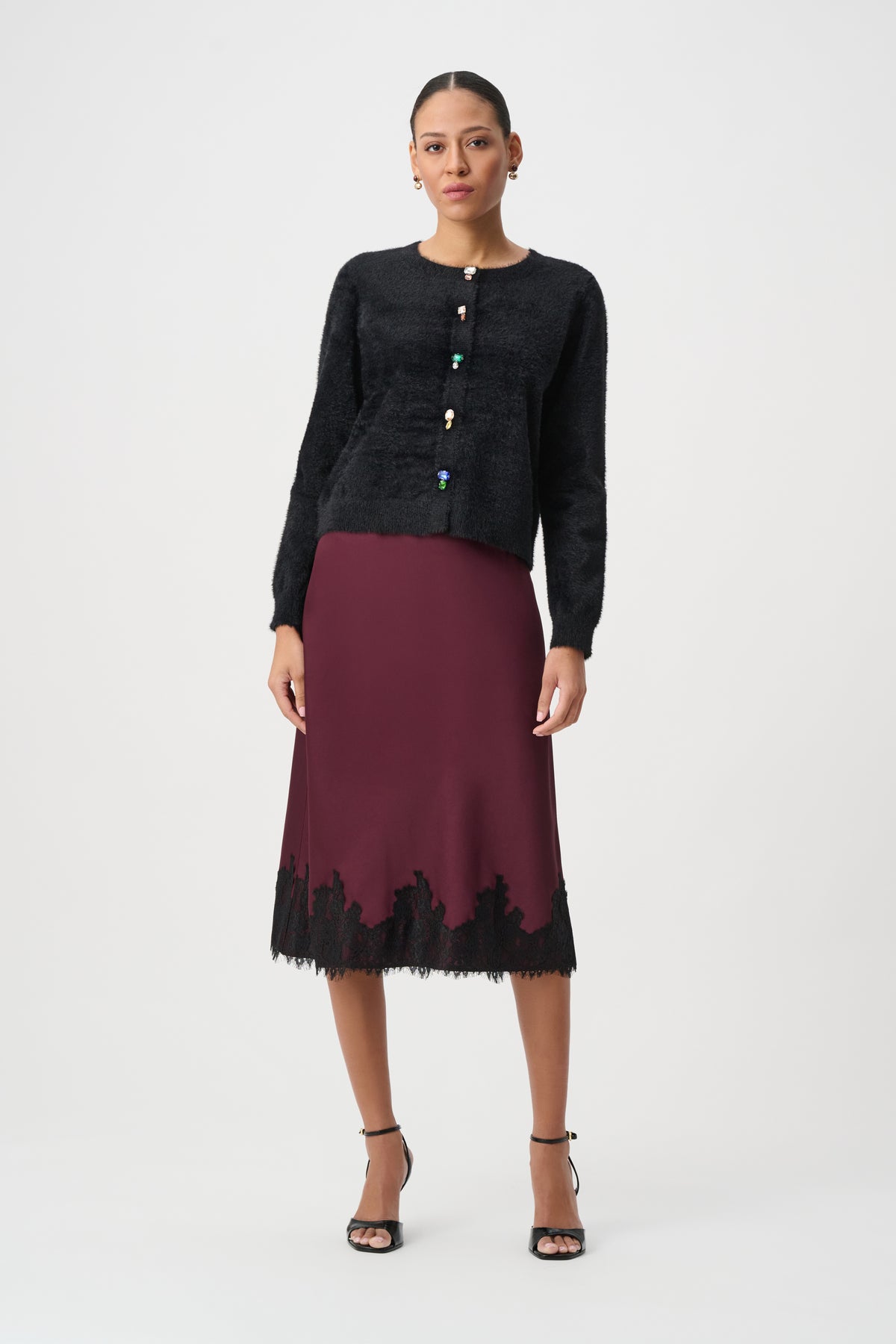 Joseph Ribkoff Bejeweled Crewneck Cardigan Black - 264924