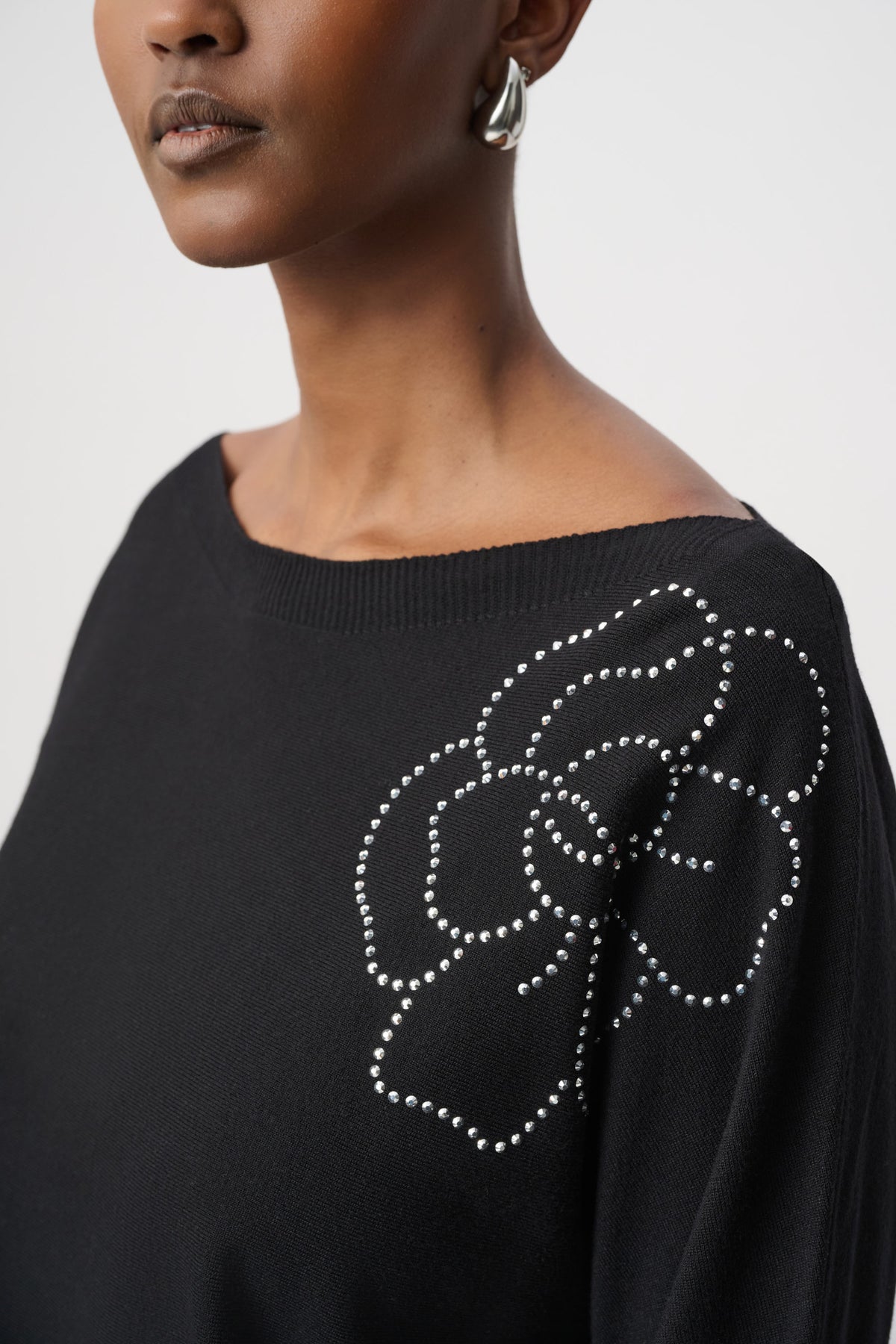 Joseph Ribkoff Pullover With Flower Applique Black 264957