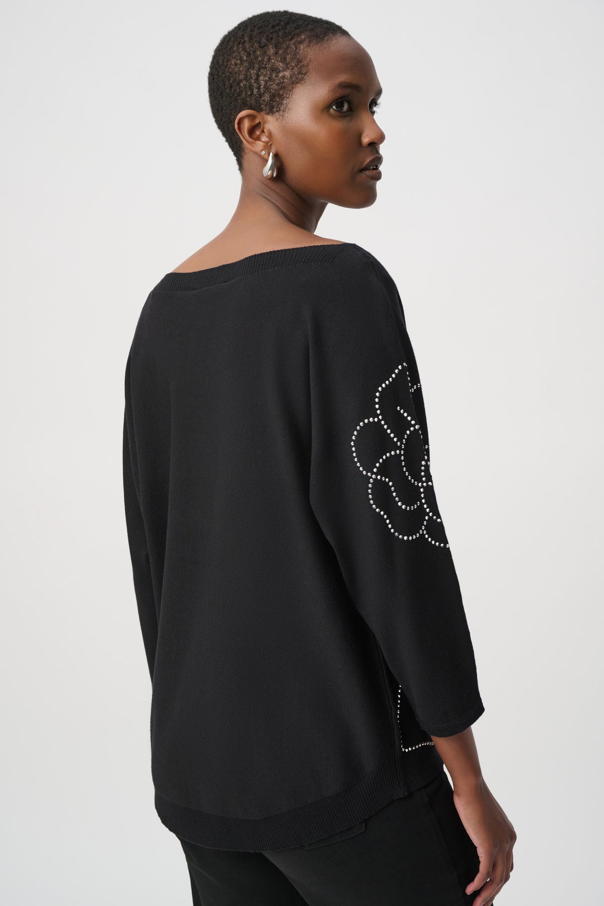Joseph Ribkoff Pullover With Flower Applique Black 264957