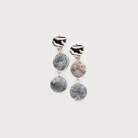 Caracol Hammered Discs w/Natural Stones Pendant on Posts 2732-GRY-S