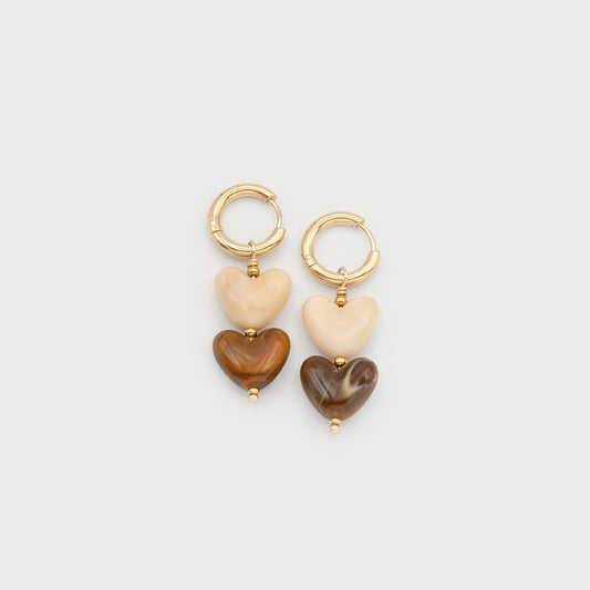 Caracol Two Tones Hearts Stainless Steel Earrings 2734-GLD