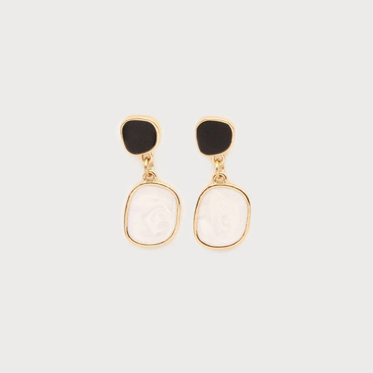 Caracol Two Pieces Acrylic on Posts Earrings Gold 2745-GLD
