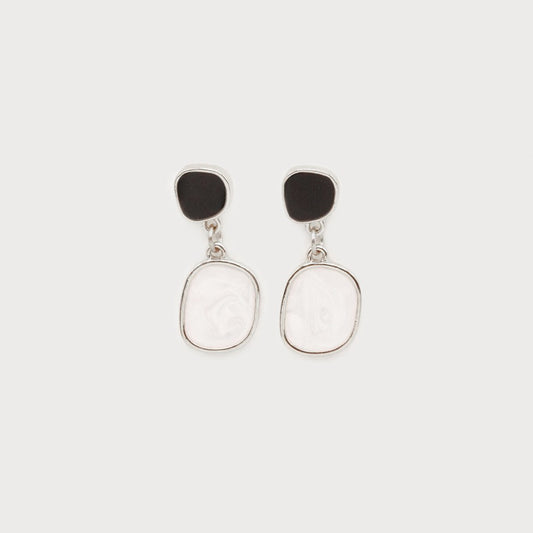 Caracol Two Pieces Acrylic on Posts Earrings Silver 2745-SLV