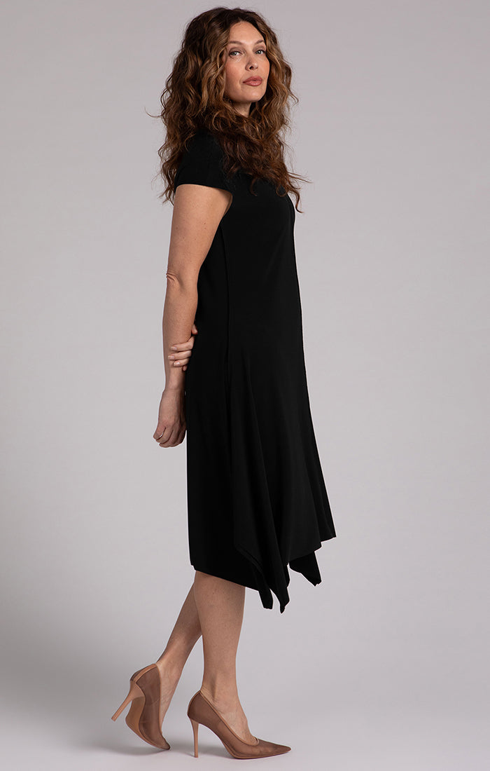 Sympli Flounce Funnel Neck Dress Black 28181-0