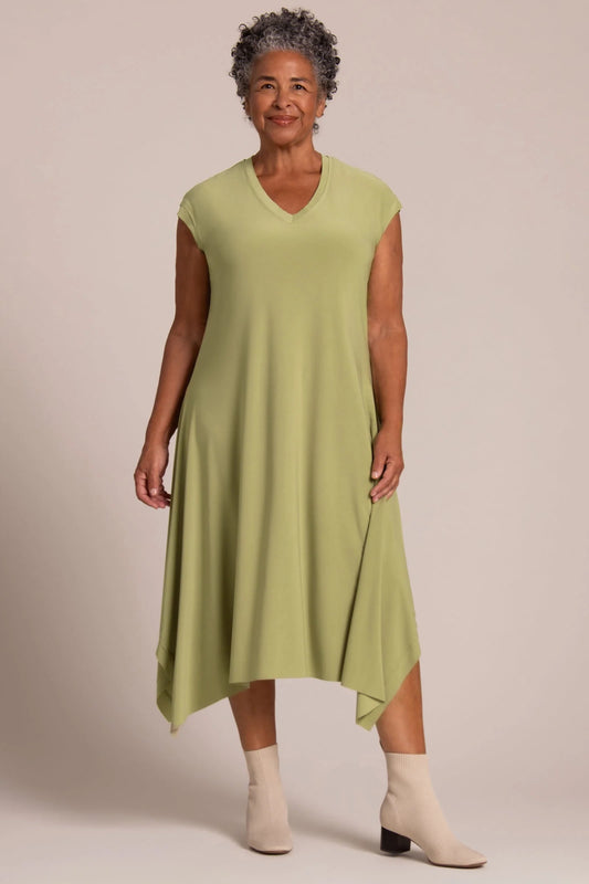 Sympli Splice V-Neck Dress, 3/4 Sleeve Epsom 28197-2
