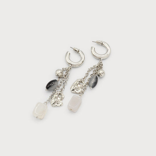 Caracol Charms on Hoops Earrings Silver 2831-SLV