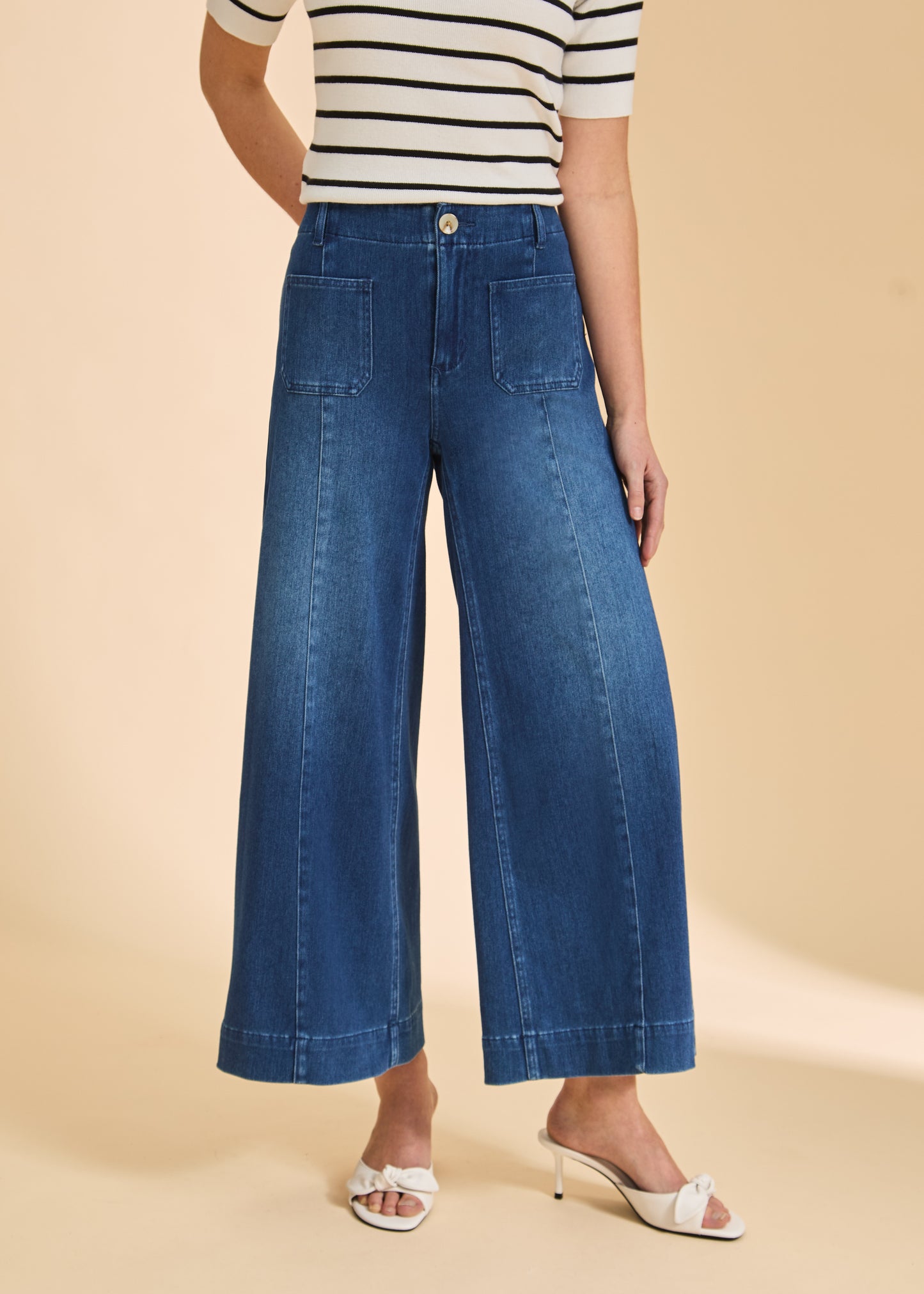FDJ Pull-On Wide Crop Denim Blue Denim 2915131