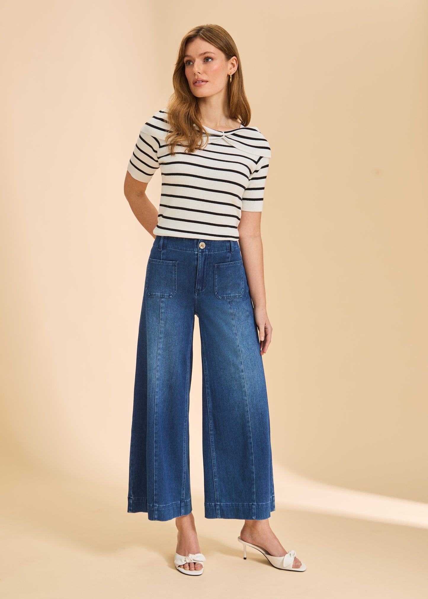 FDJ Pull-On Wide Crop Denim Blue Denim 2915131