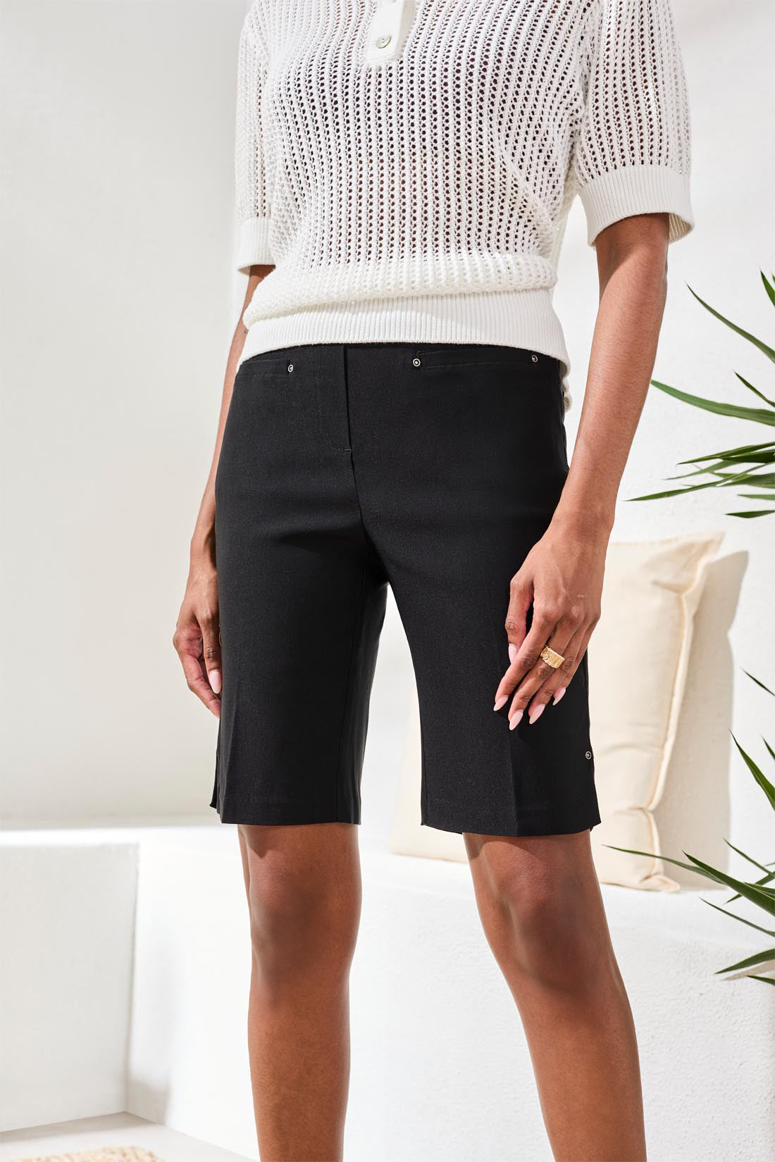 Tribal Flatten It Pull On Short w/Slits Black 30140-7165-0002