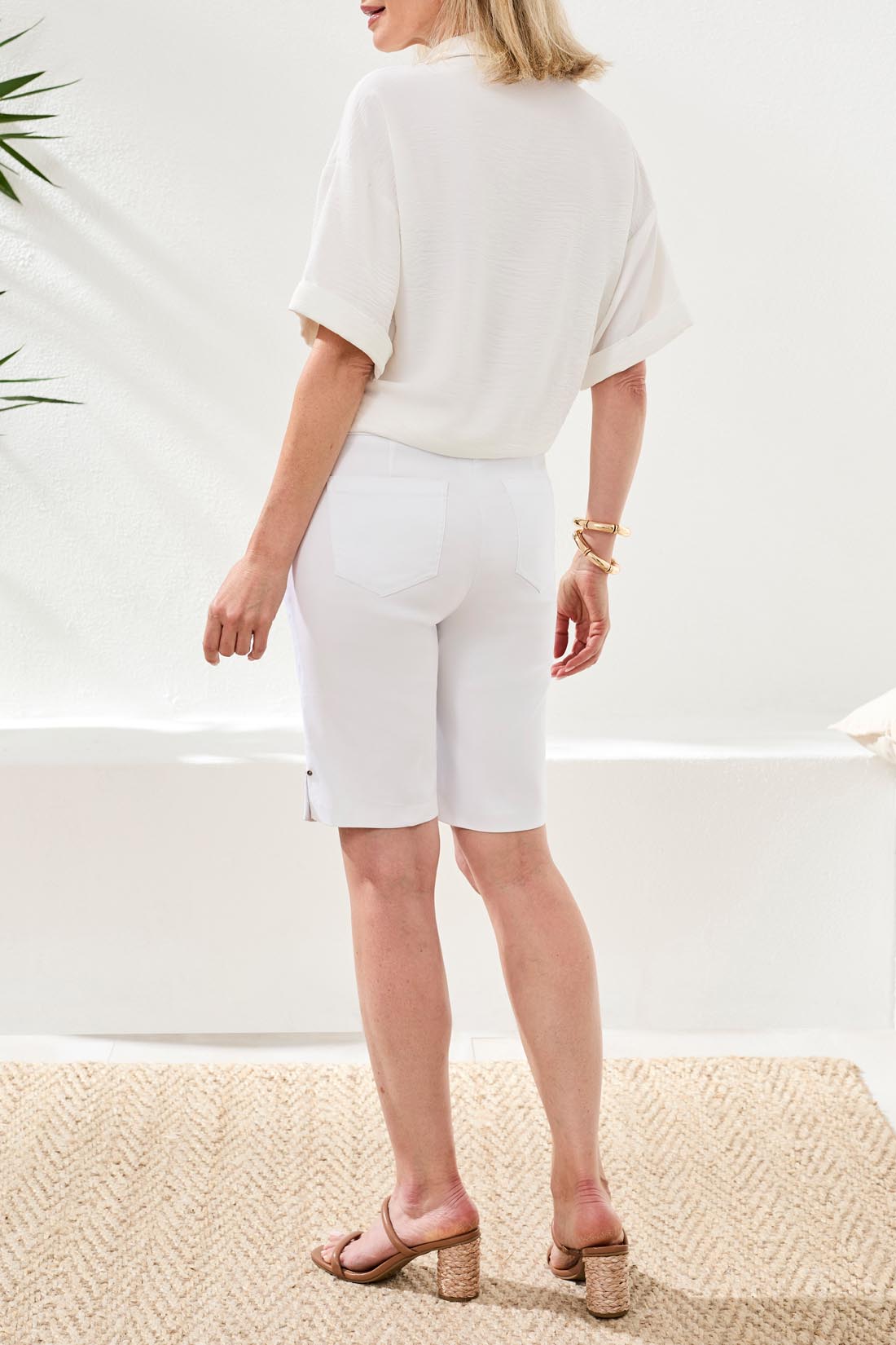 Tribal Flatten It Pull On Short w/Slits White 30140-7165-0001