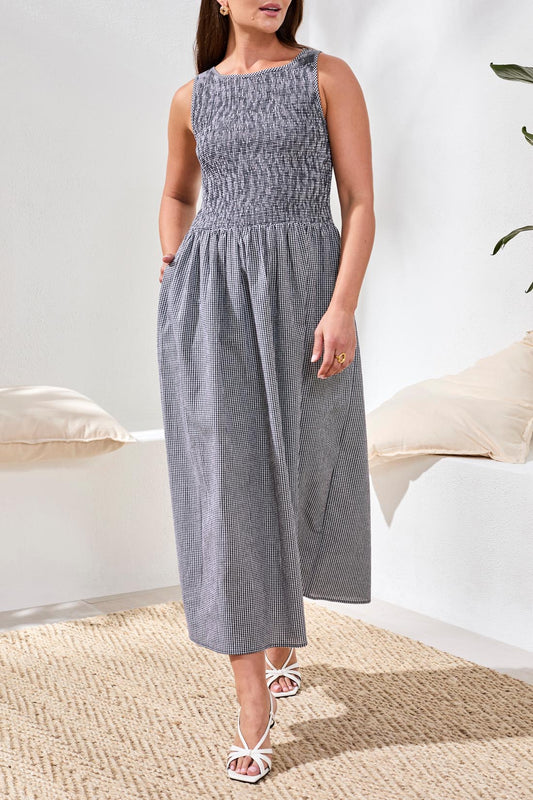 Tribal Sleeveless Dress w/Top Ruching Detail  Black 30420-8455-0002