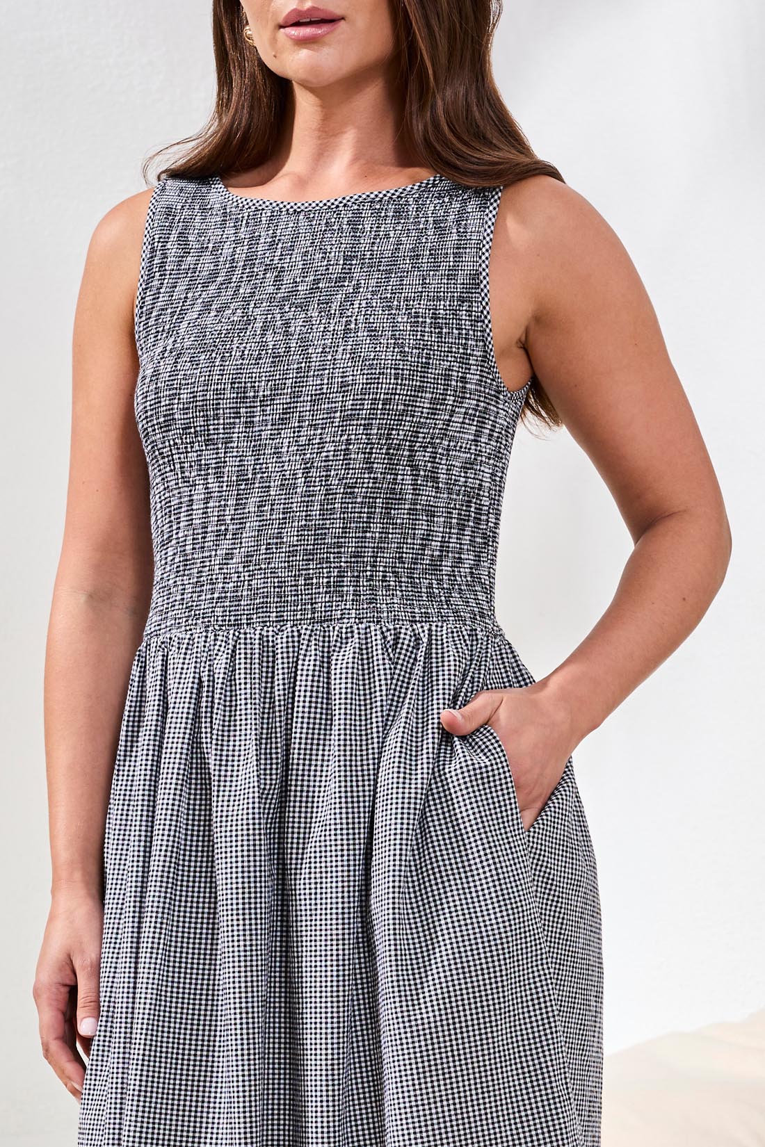 Tribal Sleeveless Dress w/Top Ruching Detail  Black 30420-8455-0002