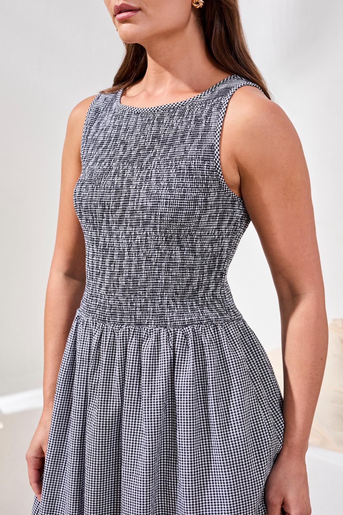 Tribal Sleeveless Dress w/Top Ruching Detail  Black 30420-8455-0002